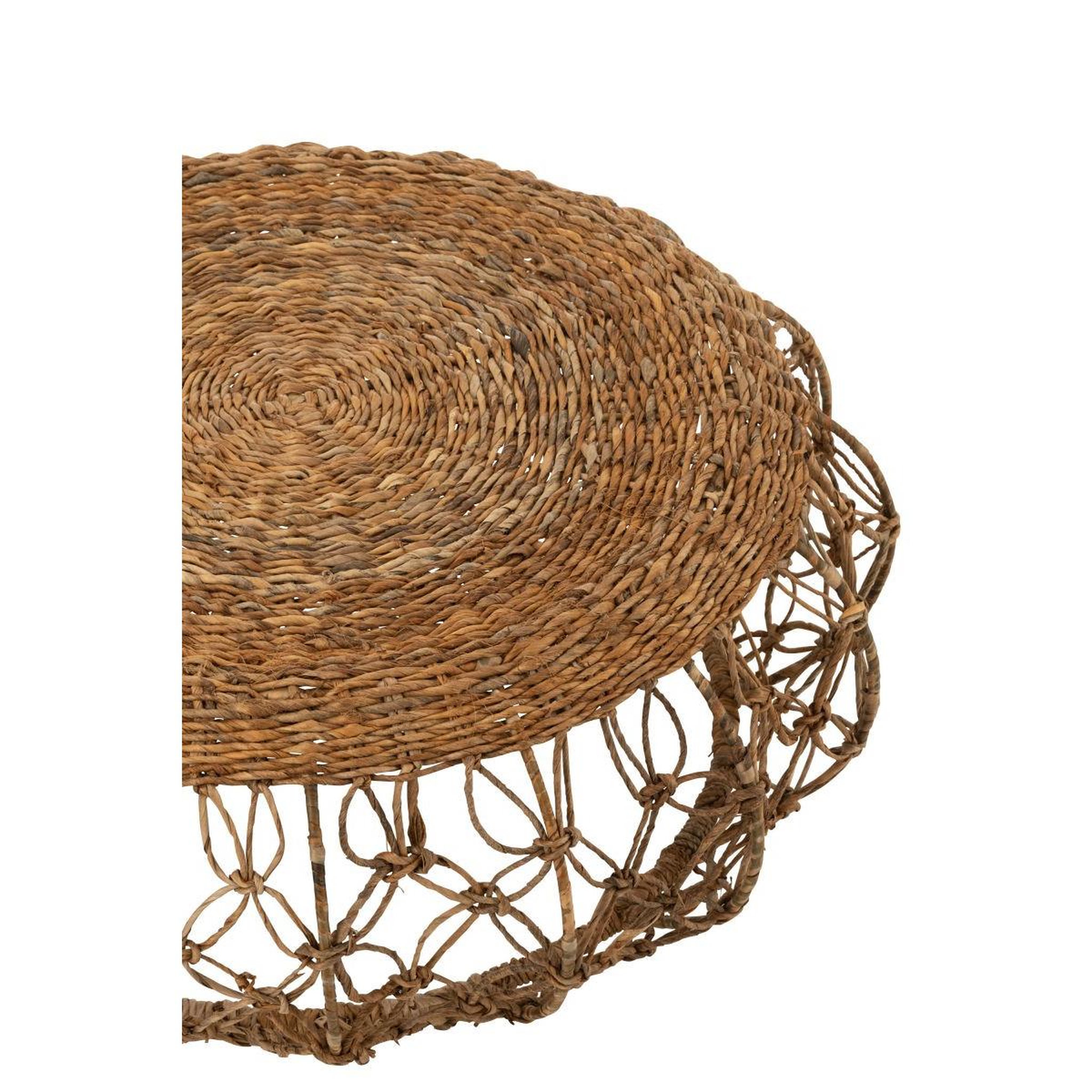 Voir la diapositive 2 : J-LINE Table basse en feuille de bananier  baril  60cm naturel