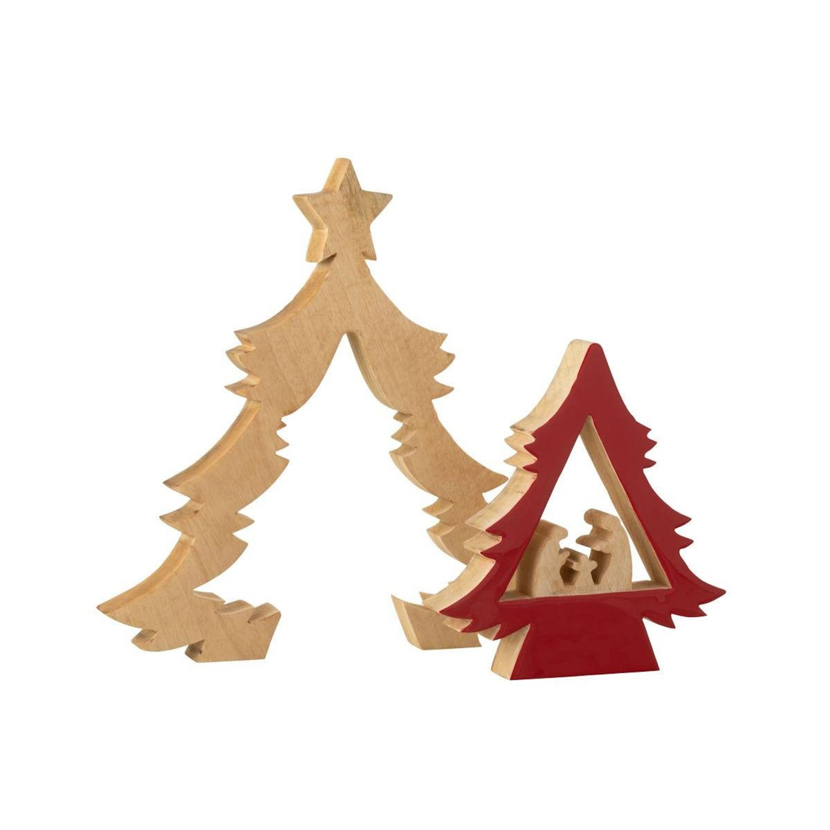Paris Prix Crèche Sapin en Bois  Étoile  41cm Rouge & Naturel