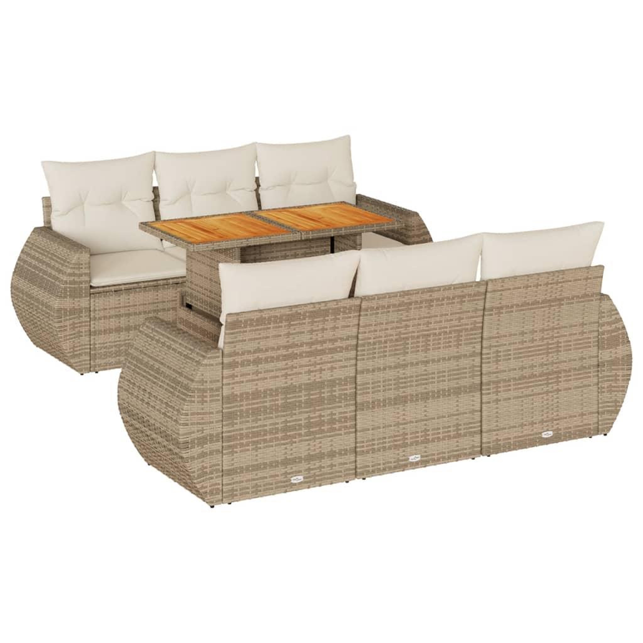 Voir la diapositive 2 : VIDAXL Salon de jardin avec coussins 7 pcs beige resine tressee