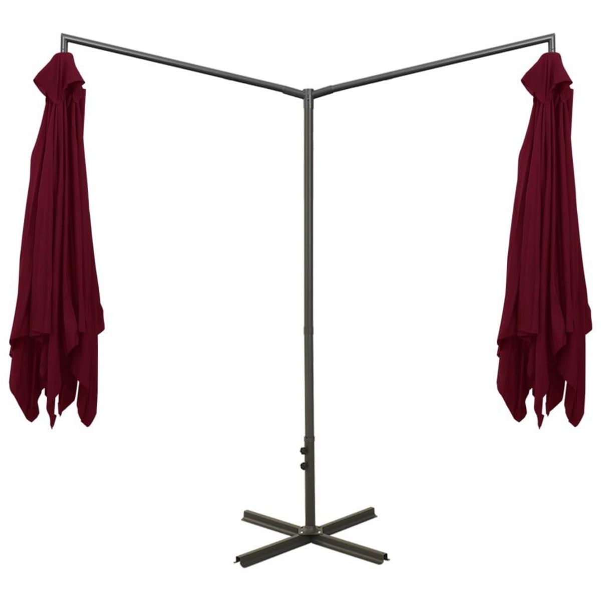 VIDAXL Parasol de jardin double avec mat en acier rouge bordeaux