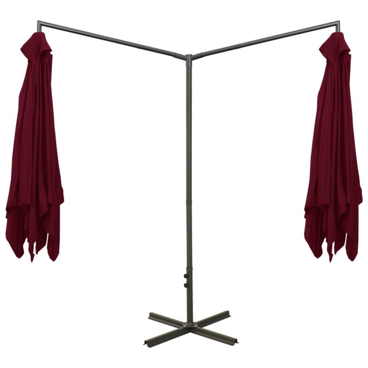 VIDAXL Parasol de jardin double avec mat en acier rouge bordeaux