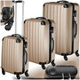 Voir la diapositive 1 : tectake Set de valises trolley rigides 3 parties en plastique ABS robuste champagne