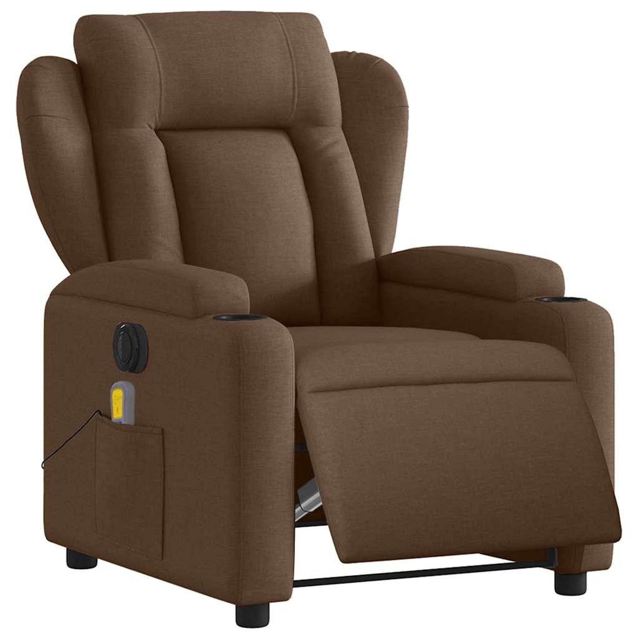 Voir la diapositive 3 : VIDAXL Fauteuil inclinable de massage electrique marron tissu