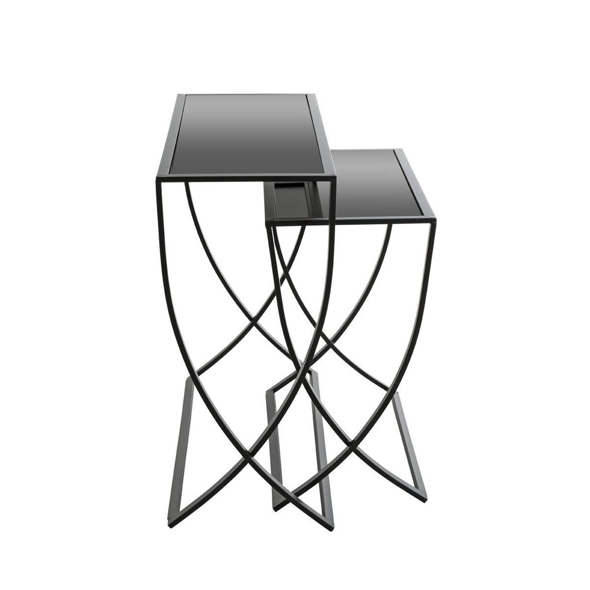 Voir la diapositive 3 : Paris Prix Lot de 2 tables d'appoint  anico  80cm noir laqué