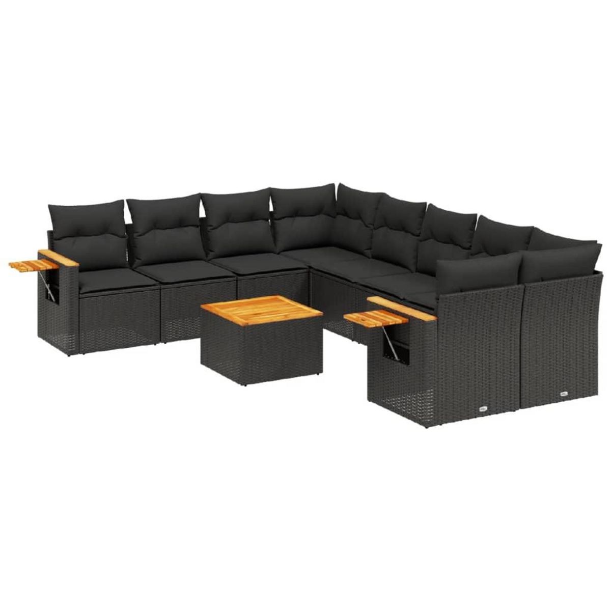 VIDAXL Salon de jardin 9 pcs avec coussins noir resine tressee