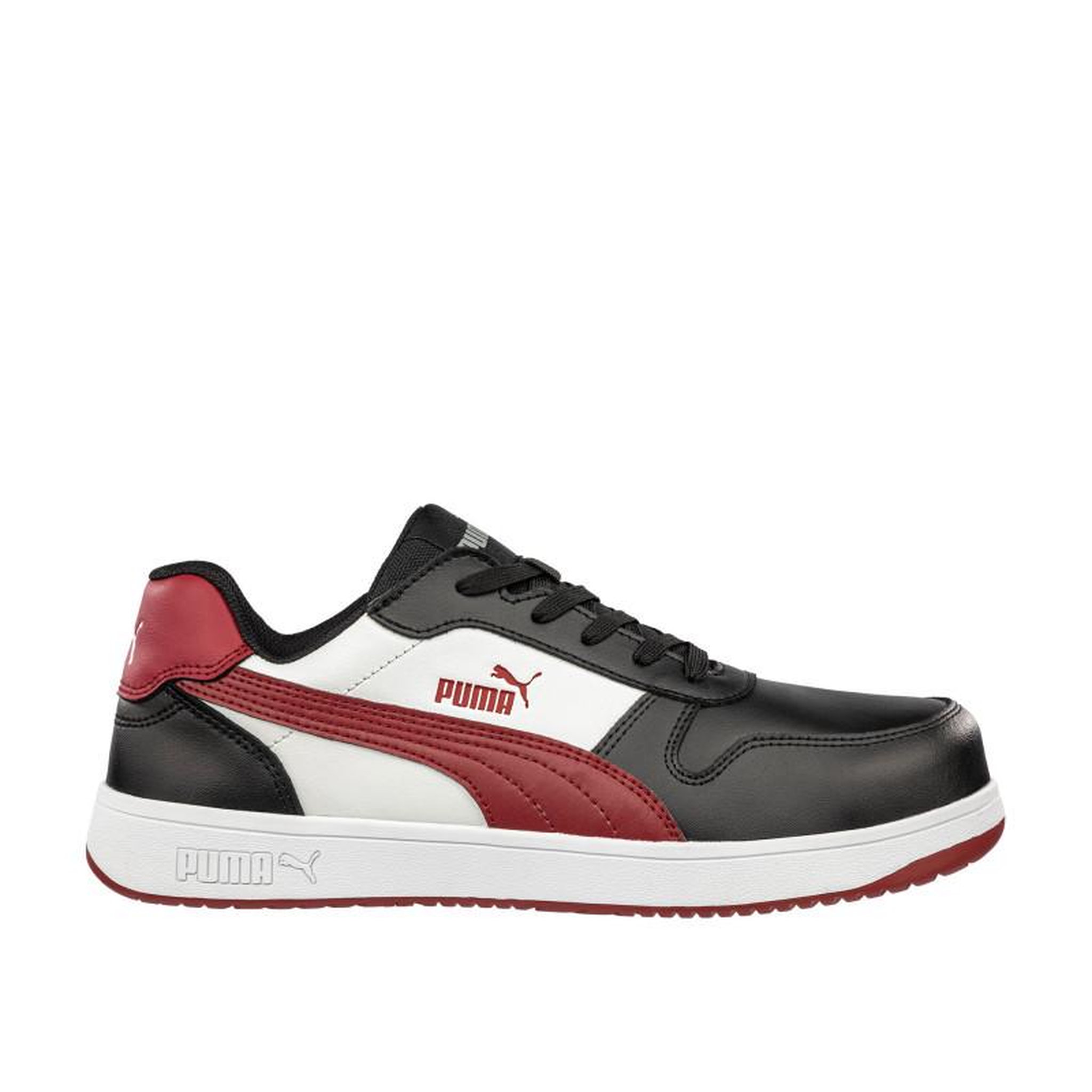 Voir la diapositive 2 : PUMA Chaussure de travail Frontcourt P 47 bas noir blanc rouge S3L PUMA 640208
