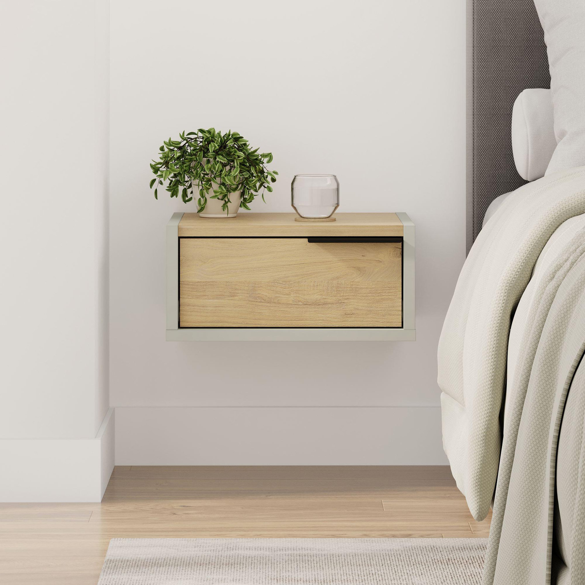 Voir la diapositive 2 : Habitat et Jardin Table de chevet murale en bois  eco  - 40 x 30 x 19 cm - vert