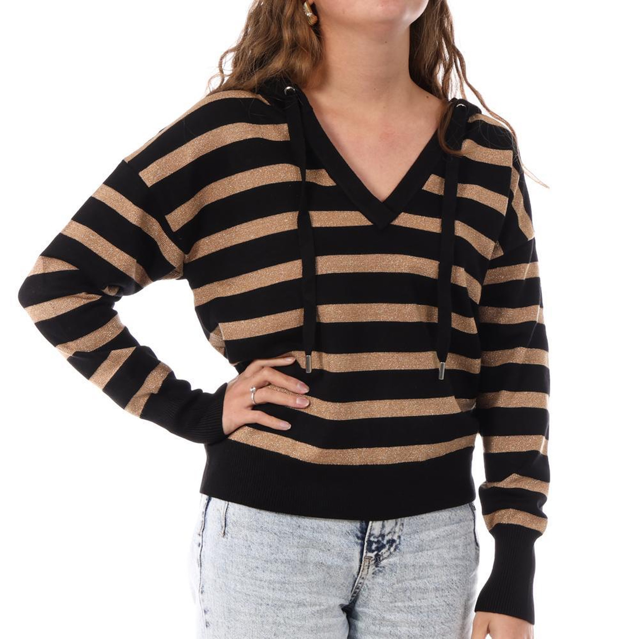 MORGAN Pull Noir/Doré Femme Morgan Ballo. Coloris disponibles : Noir
