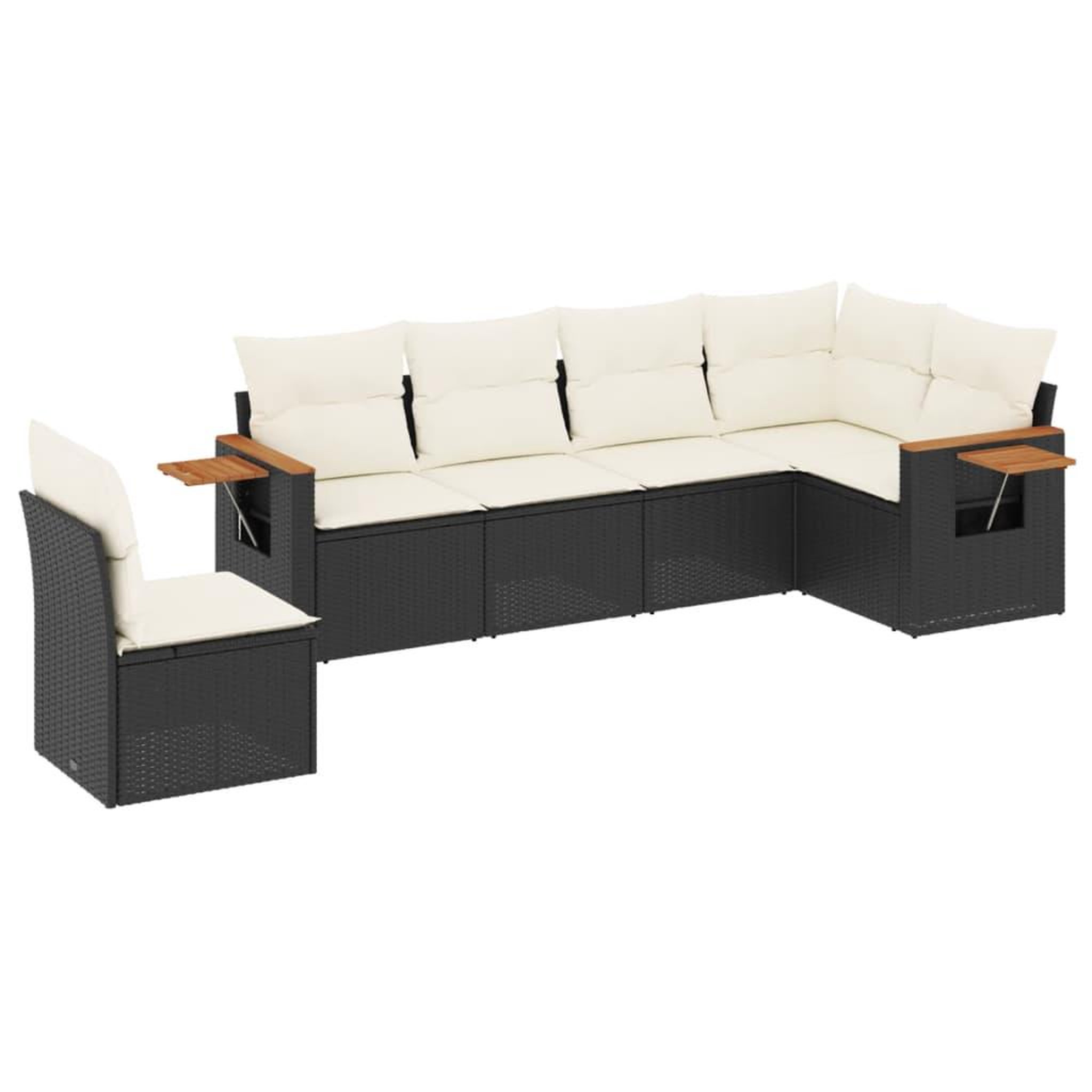 Voir la diapositive 2 : VIDAXL Salon de jardin 6 pcs avec coussins noir resine tressee