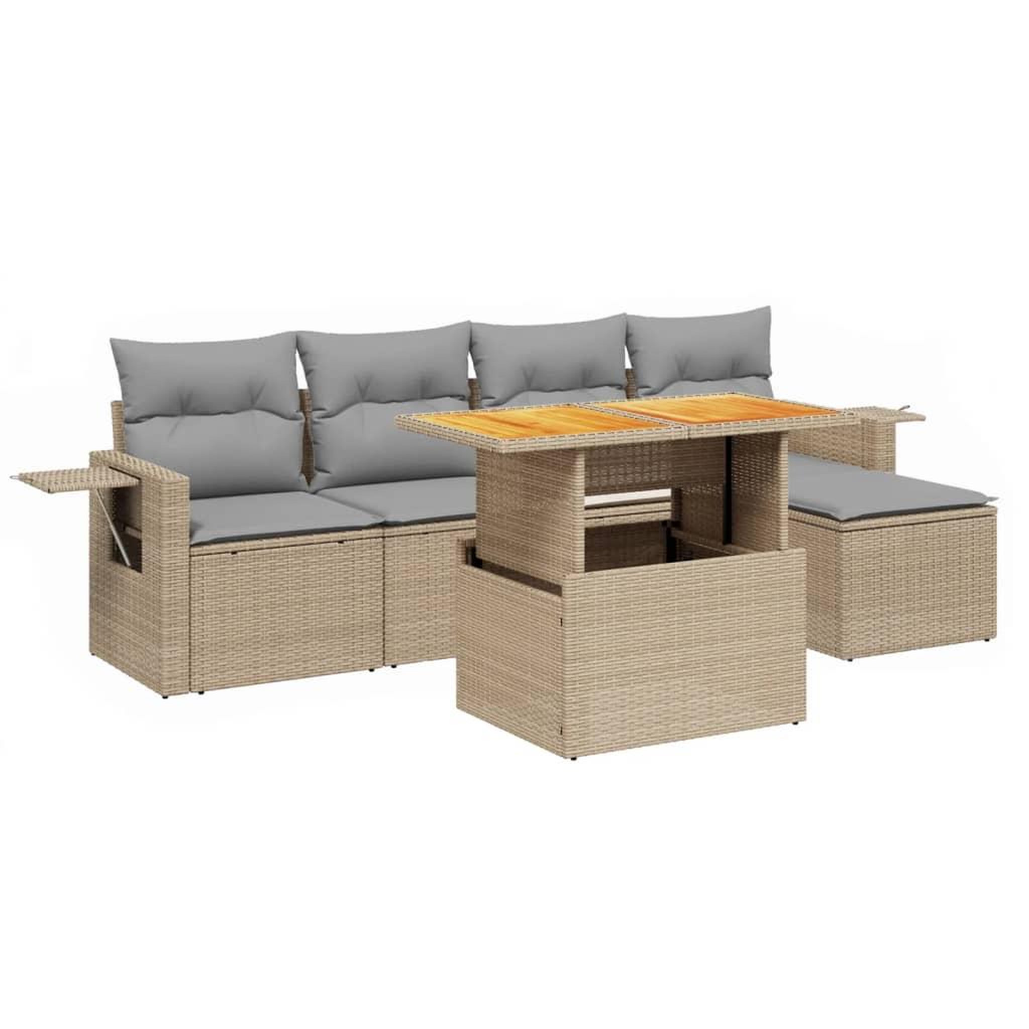 Voir la diapositive 2 : VIDAXL Salon de jardin avec coussins 6 pcs beige resine tressee