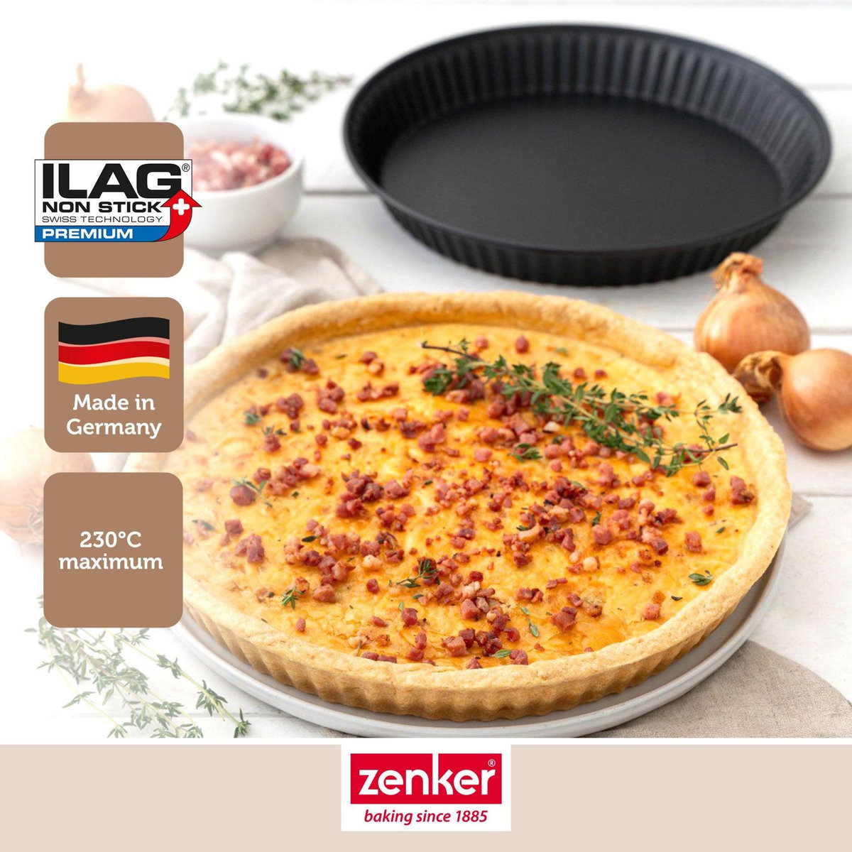 ZENKER Lot de 2 moules à quiche lorraine 28 cm Zenker Spécial Countries