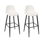 TOILINUX Lot de 2 chaises de bar côtelées SCOTT. Coloris disponibles : Marron, Blanc