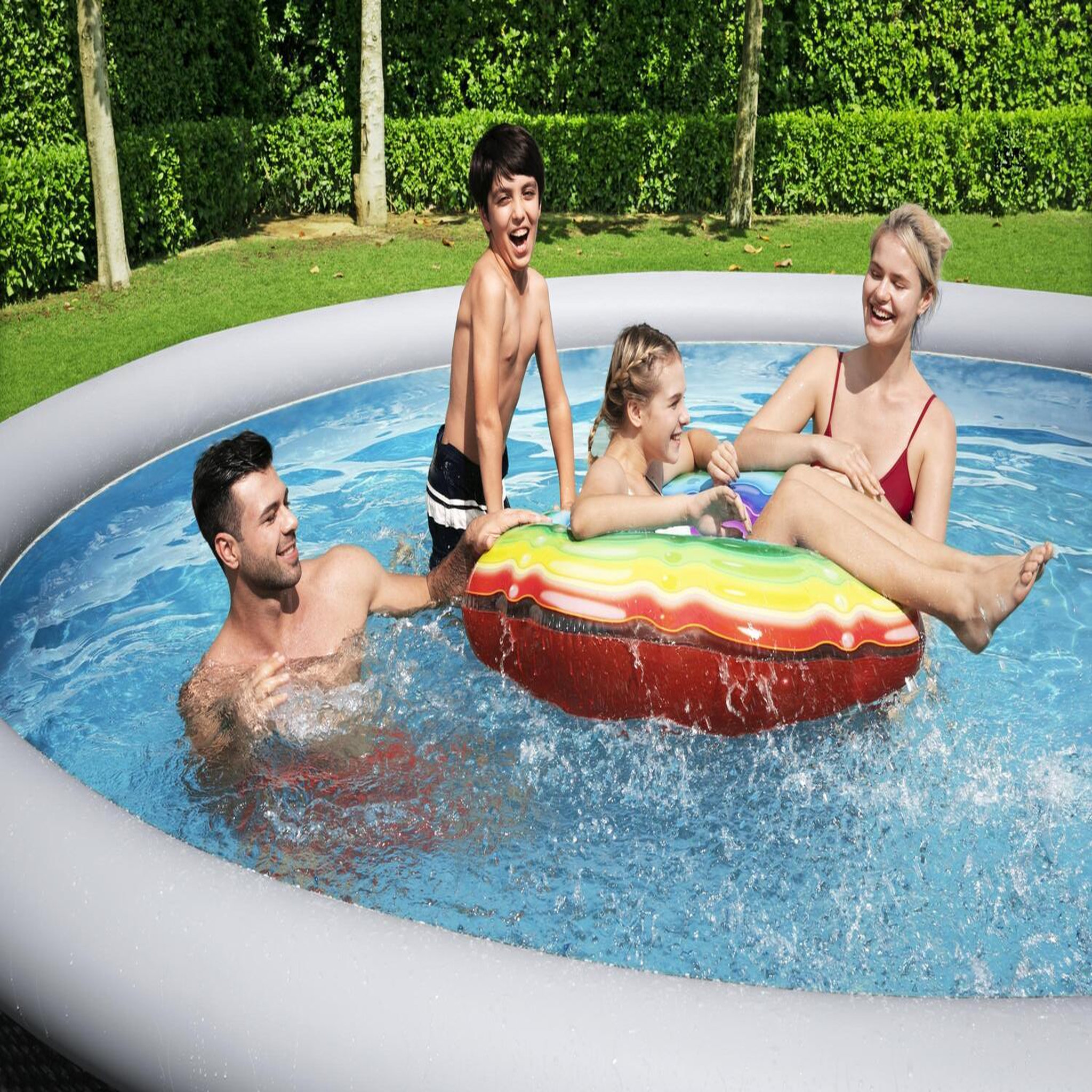Voir la diapositive 3 : CONCEPT USINE Piscine autoportante gonflable ronde 3,96 x 84 cm HAWAI