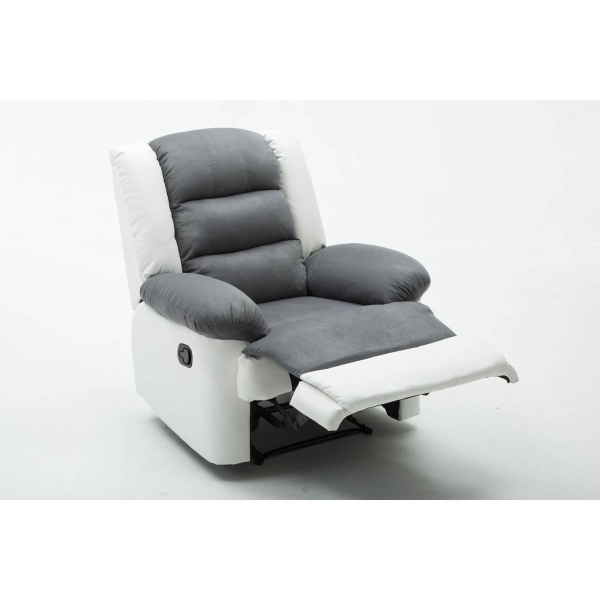 Habitat et Jardin Fauteuil relax  Buckingham  - 85 x 93 x 100 cm - Blanc / Gris clair