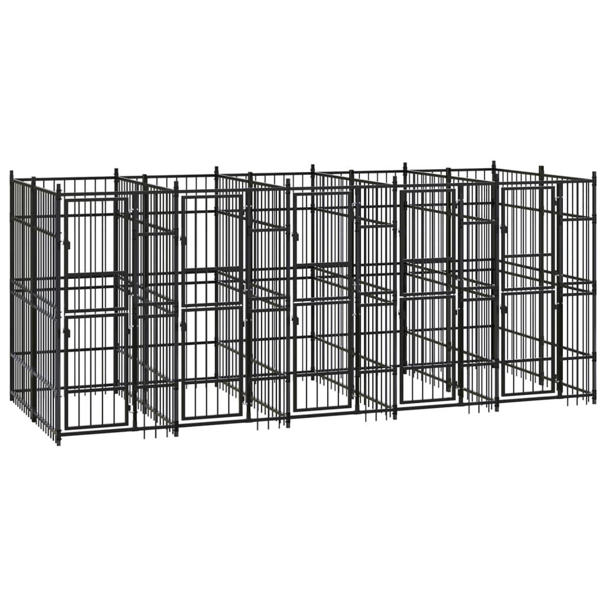 VIDAXL Chenil d'exterieur pour chiens Acier 9,22 m²