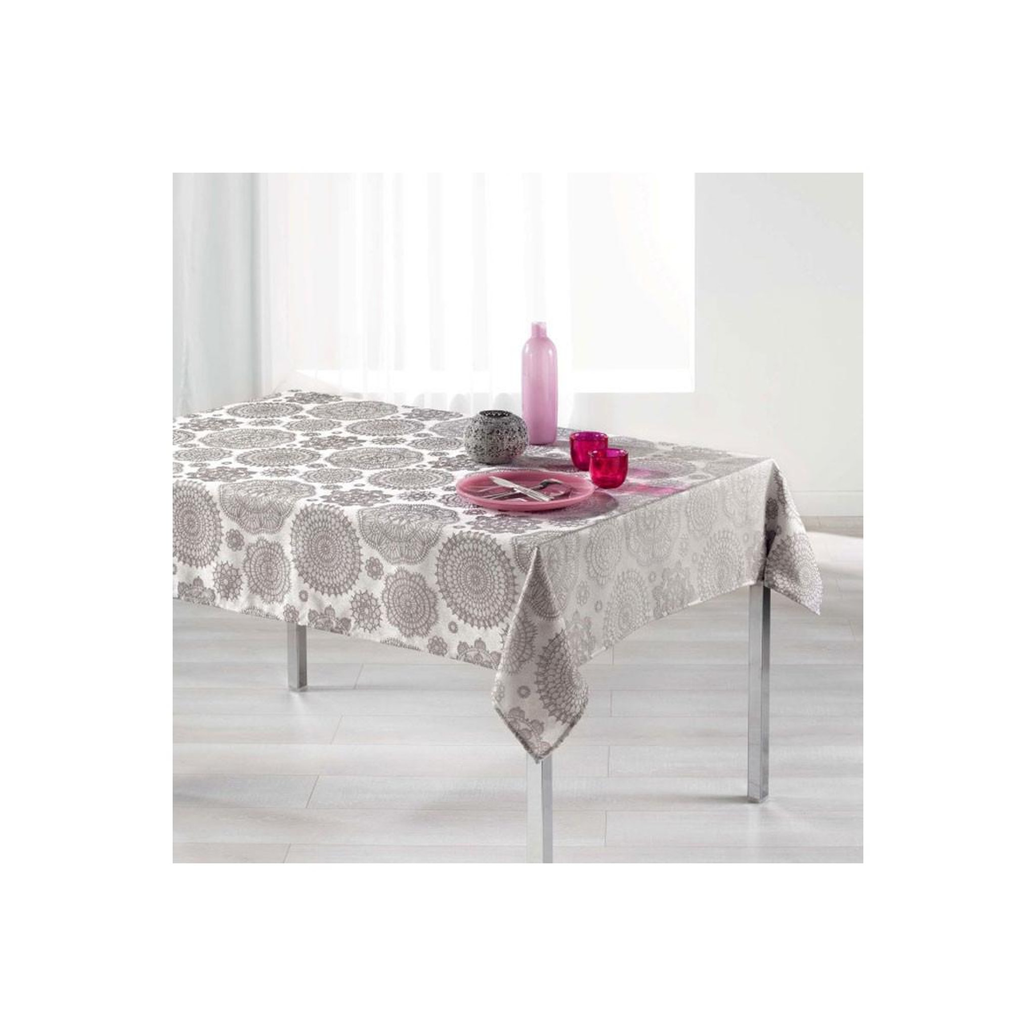 Douceur d'Intérieur Nappe rectangulaire  rose des vents  140x300cm taupe