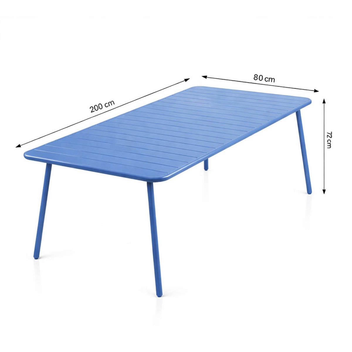 CONCEPT USINE Ensemble table de jardin 200 cm et 8 chaises bleu BERGAME