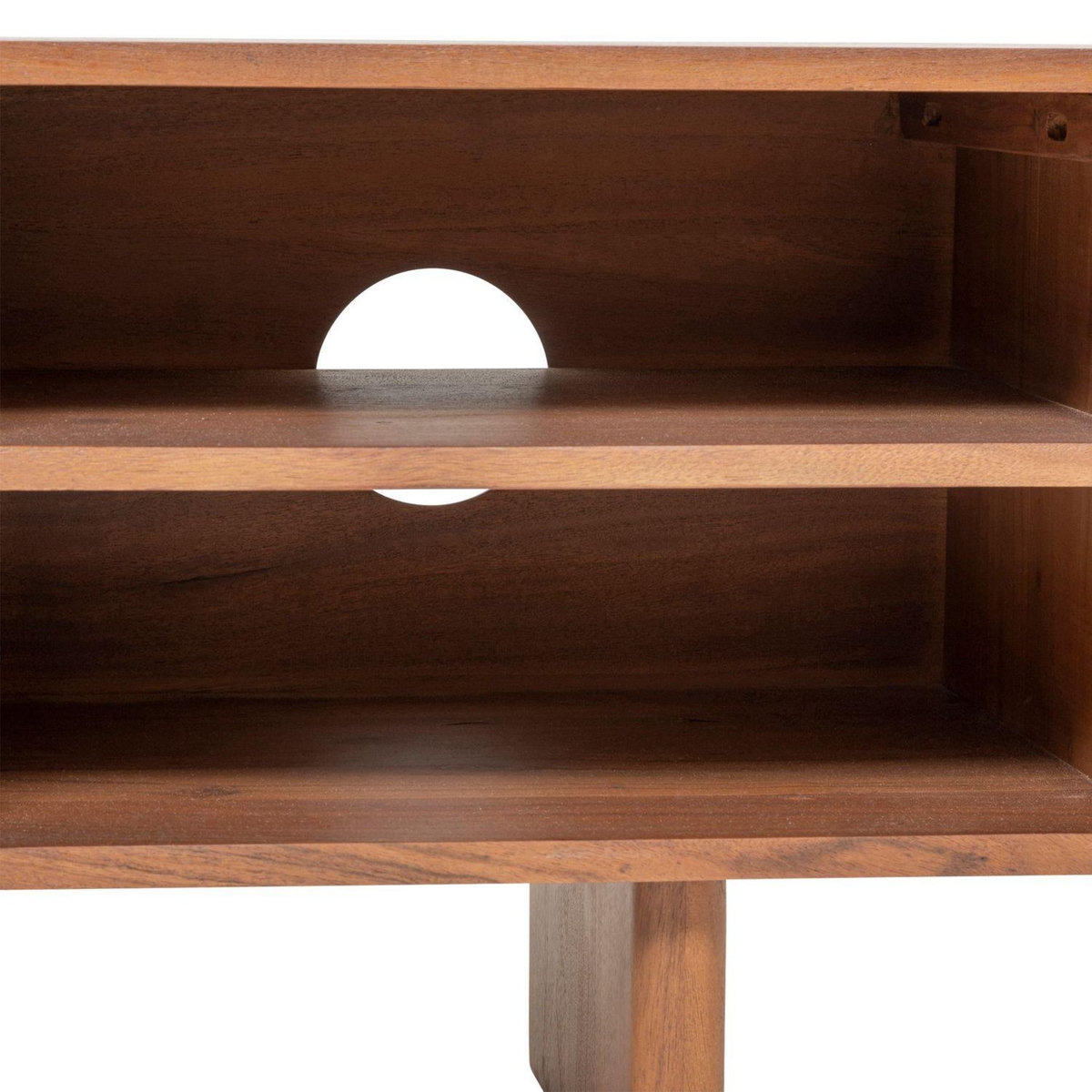 ATMOSPHERA Meuble TV 2 portes et 2 niches en bois massif NANDA - Marron