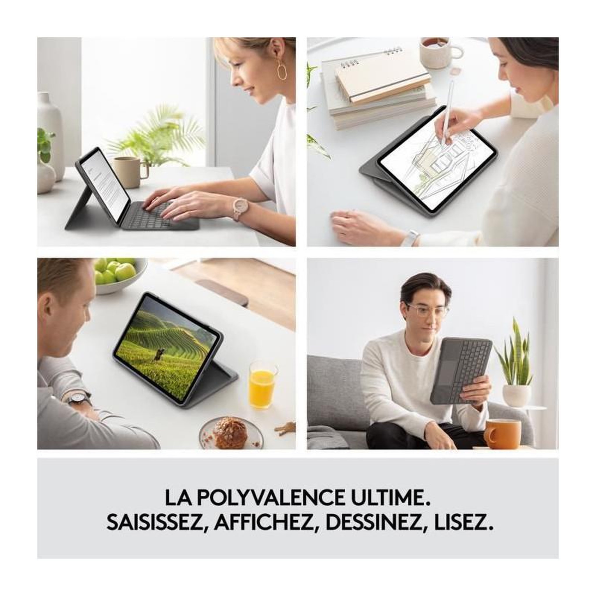 Voir la diapositive 4 : Logitech Clavier Folio Touch - LOGITECH - Gris