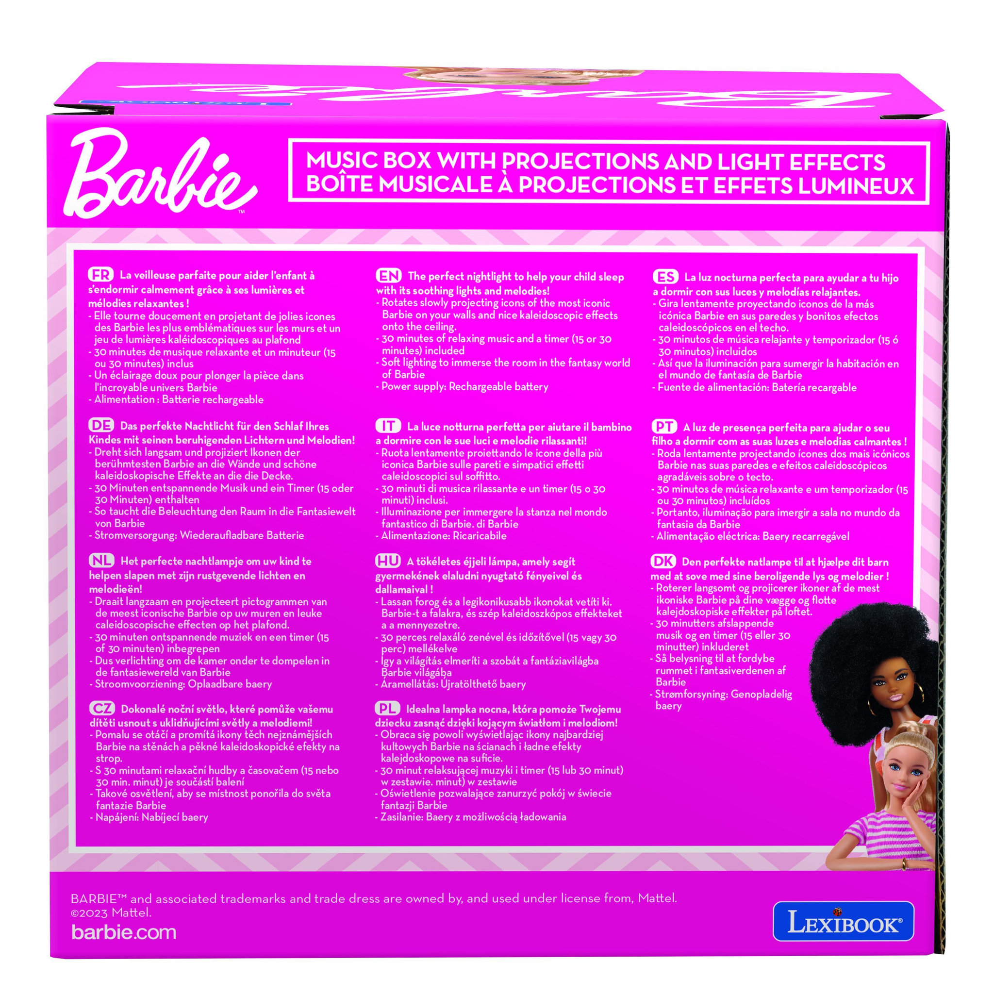 Voir la diapositive 6 : Lexibook Veilleuse avec projection et effets sonores Barbie