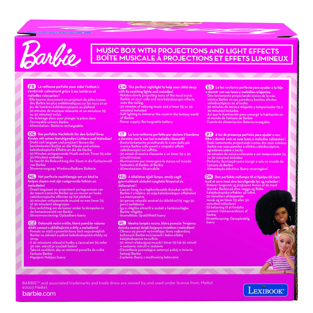 Lexibook Veilleuse avec projection et effets sonores Barbie