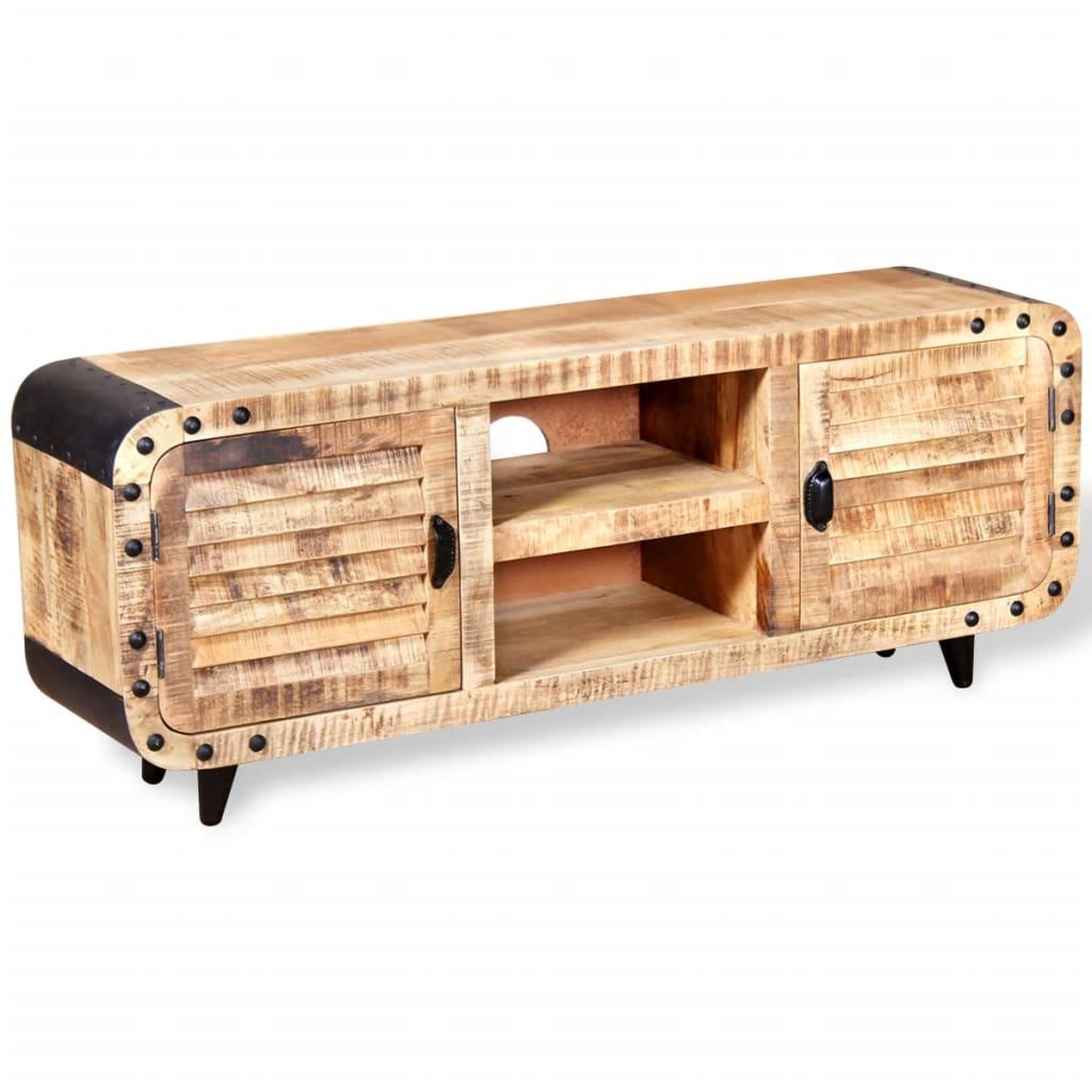 Voir la diapositive 3 : VIDAXL Meuble TV Bois de manguier massif 120x30x50 cm