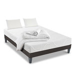 OLYMPE LITERIE OLYMPE LITERIE | Pack Prêt à dormir EUPRAXIE | Matelas Mémoire de forme + Sommier + Accessoires. Coloris disponibles : Blanc