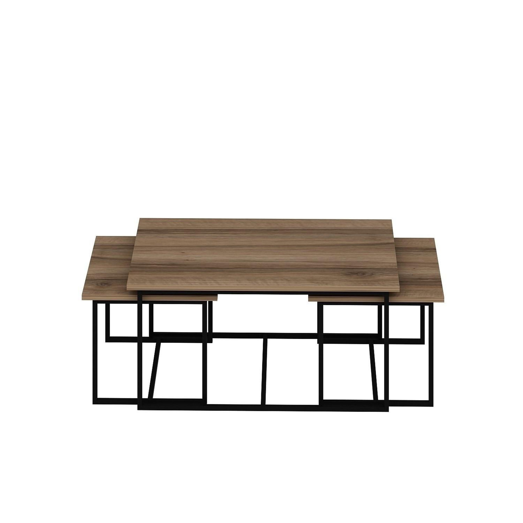 Habitat et Jardin Table gigogne (3 pièces) en bois  levada  - 90 x 60 x 42 cm - noyer