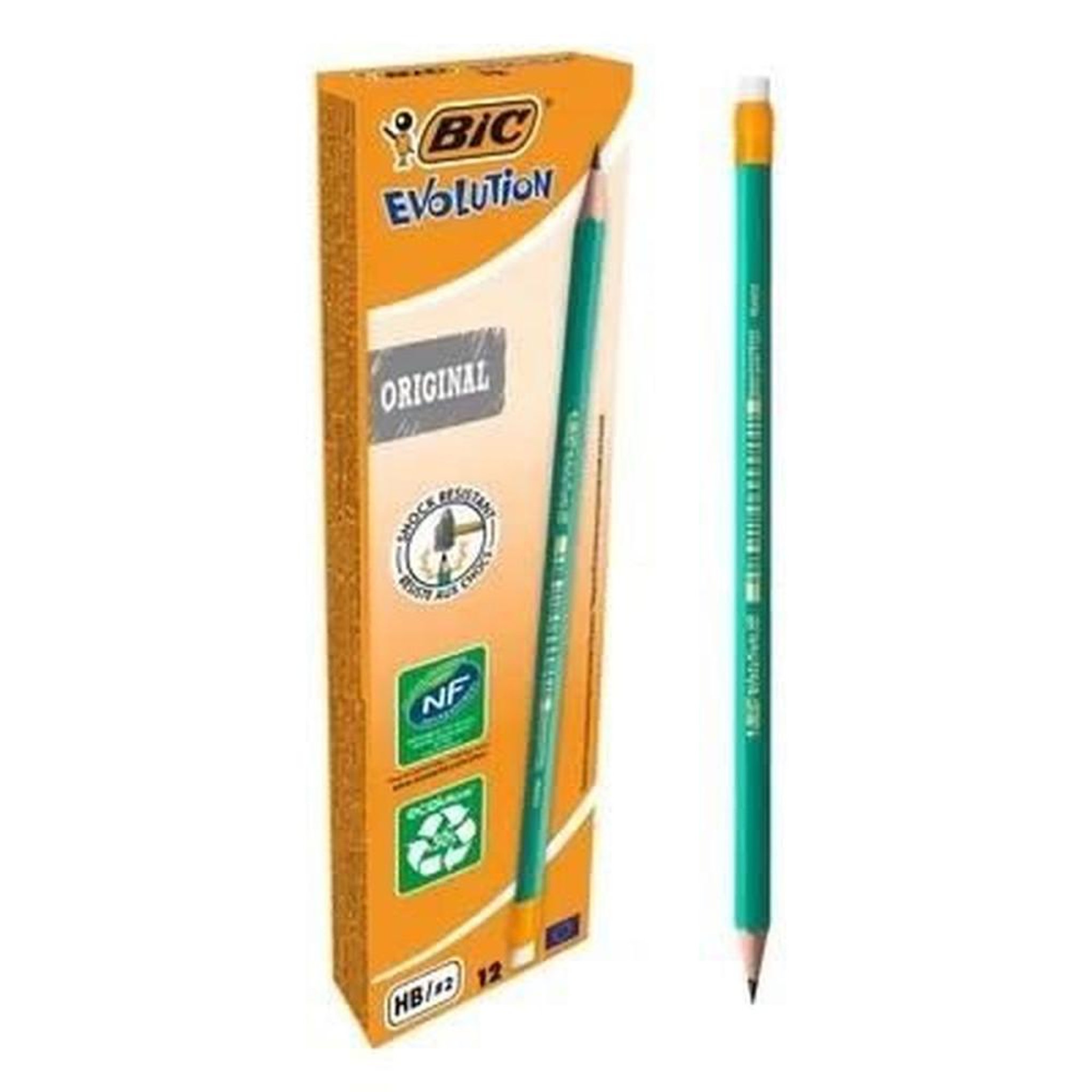 BIC Crayons graphite HB avec tête gomme sans bois 175 mm, lot de 12