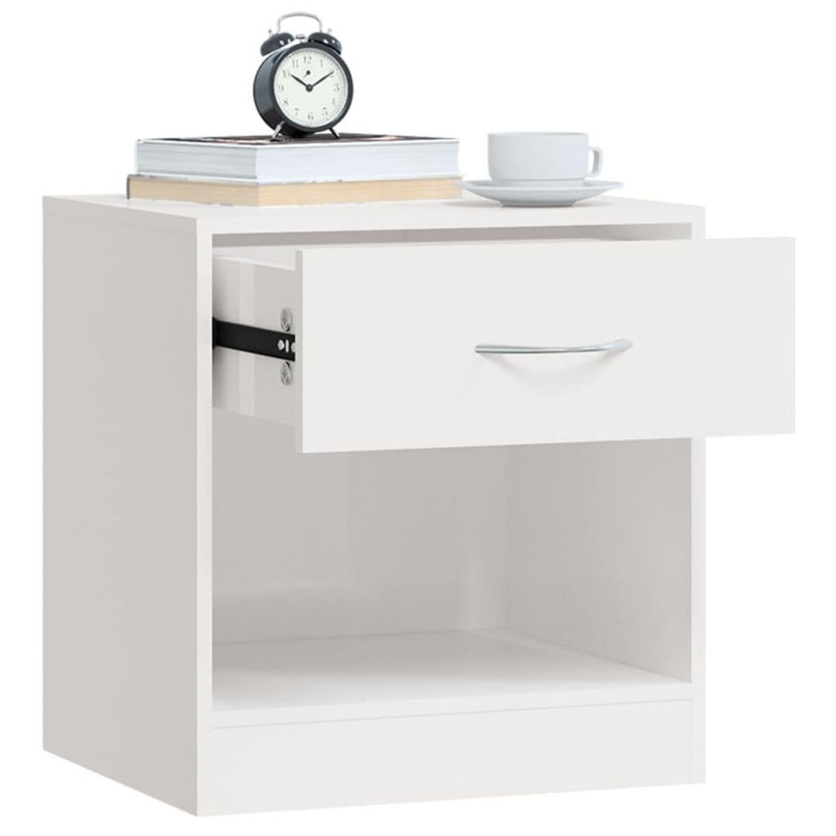 VIDAXL Tables de chevet 2 pcs avec tiroir Blanc brillant