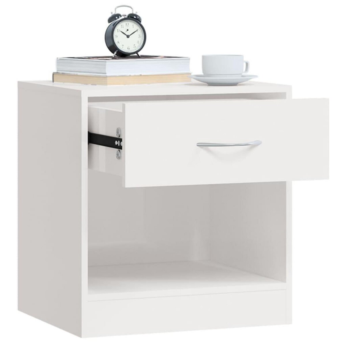 VIDAXL Tables de chevet 2 pcs avec tiroir Blanc brillant