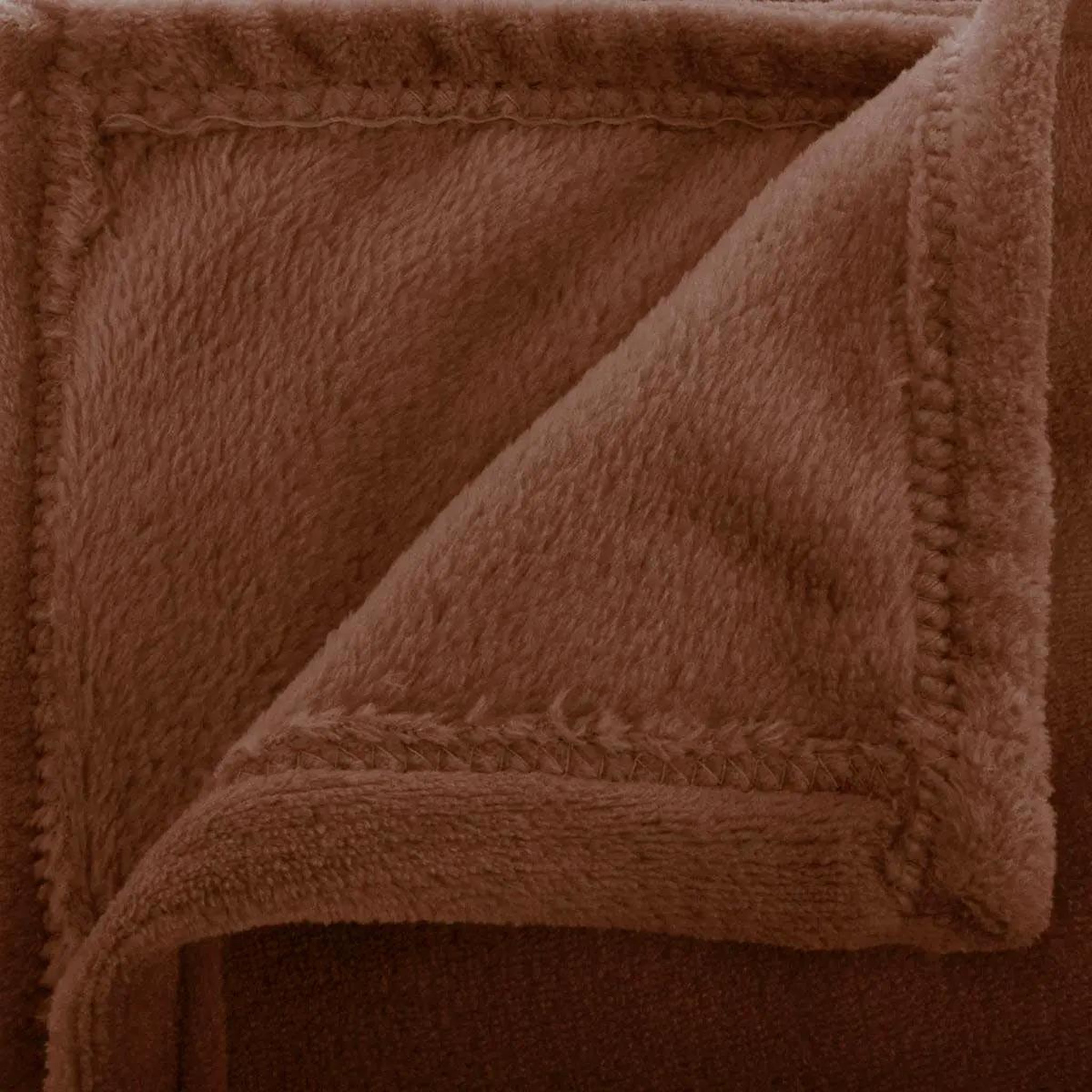 Voir la diapositive 2 : ATMOSPHERA Plaid en flanelle uni  ollis  130x180cm marron tonka