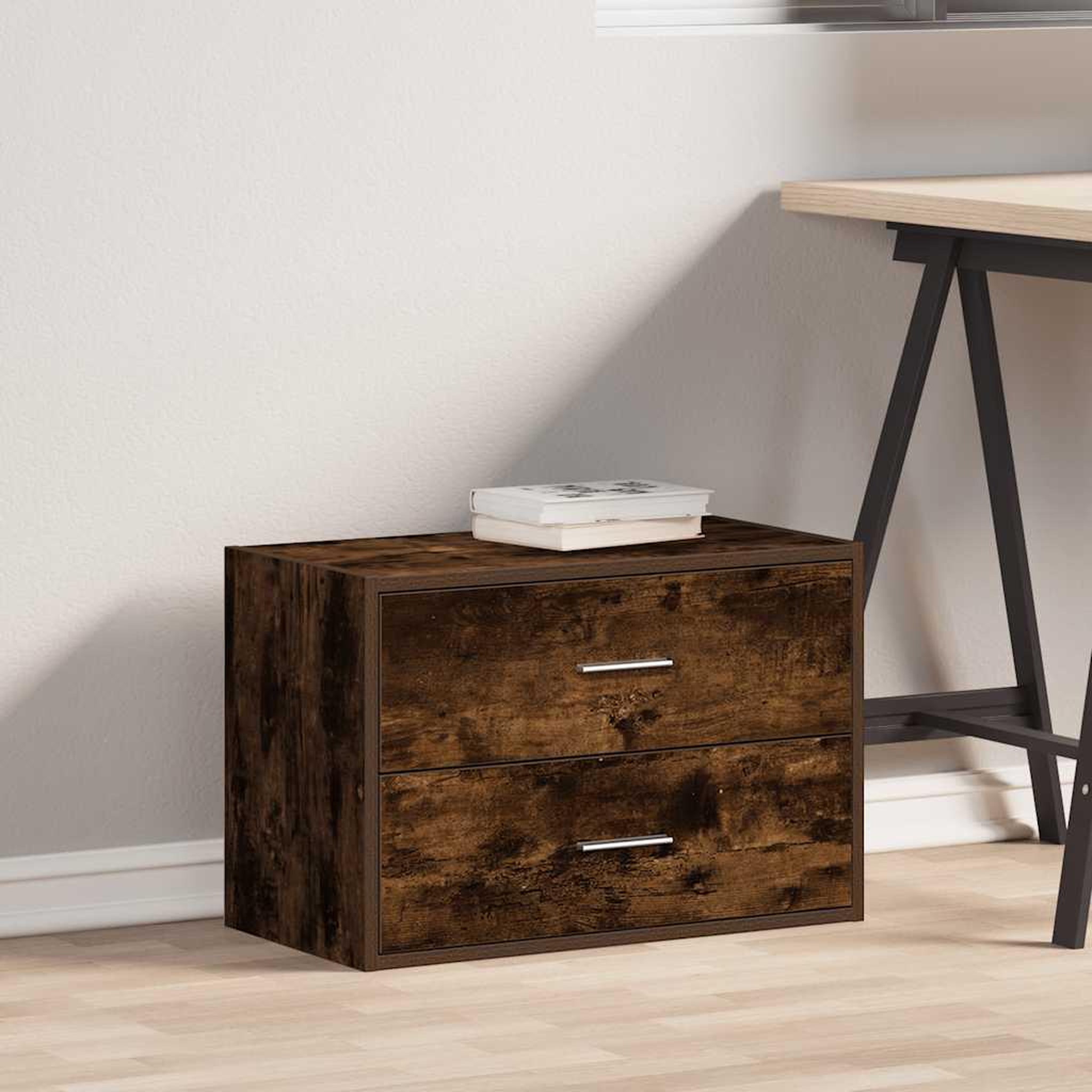 Voir la diapositive 3 : VIDAXL Armoire avec 2 tiroirs chene fume 60x31x40 cm bois d'ingenierie