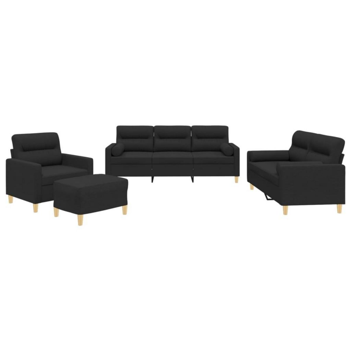 VIDAXL Ensemble de canapes 4 pcs avec coussins noir tissu