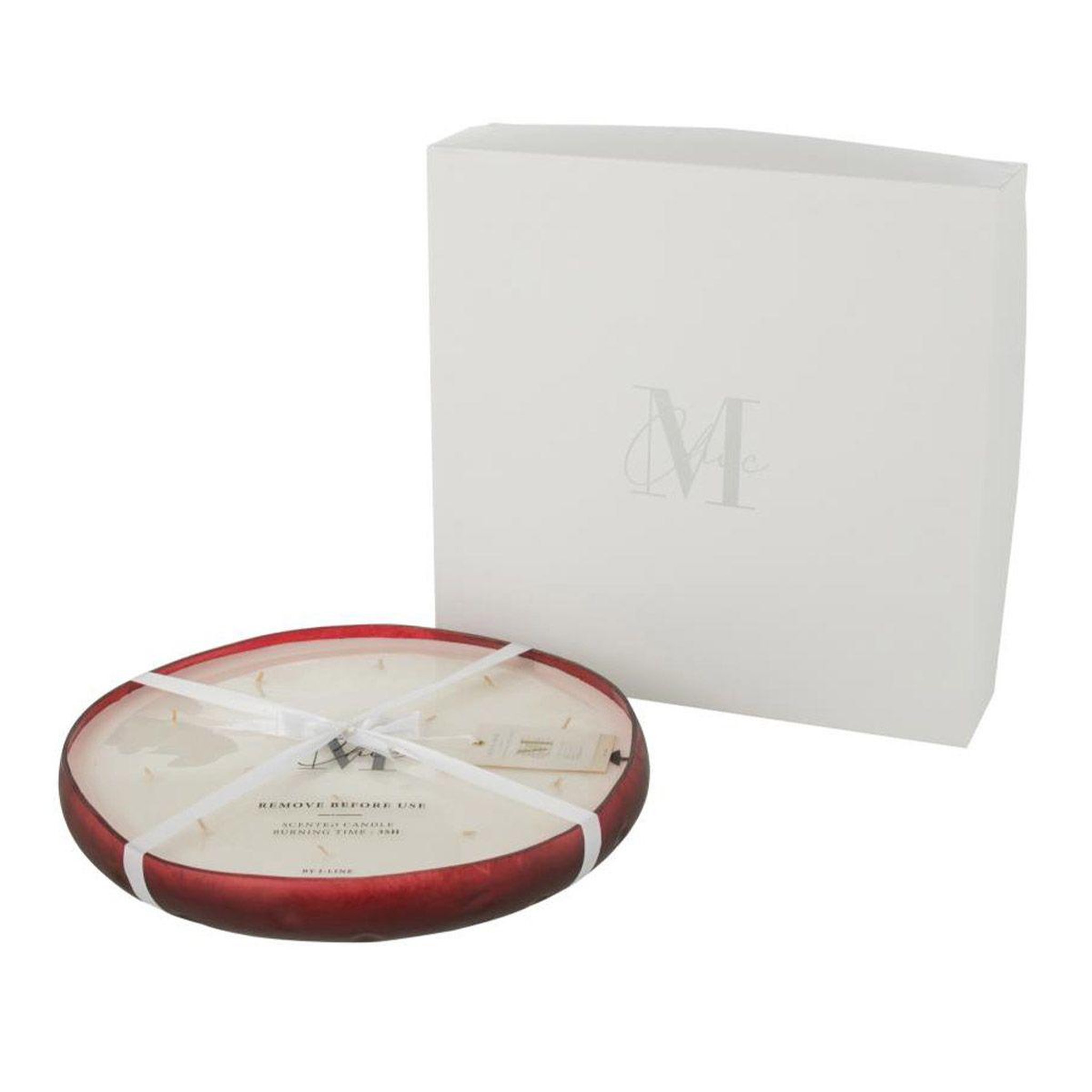 Voir la diapositive 2 : J-LINE Bougie parfumée déco  livia  37cm oud amber rouge