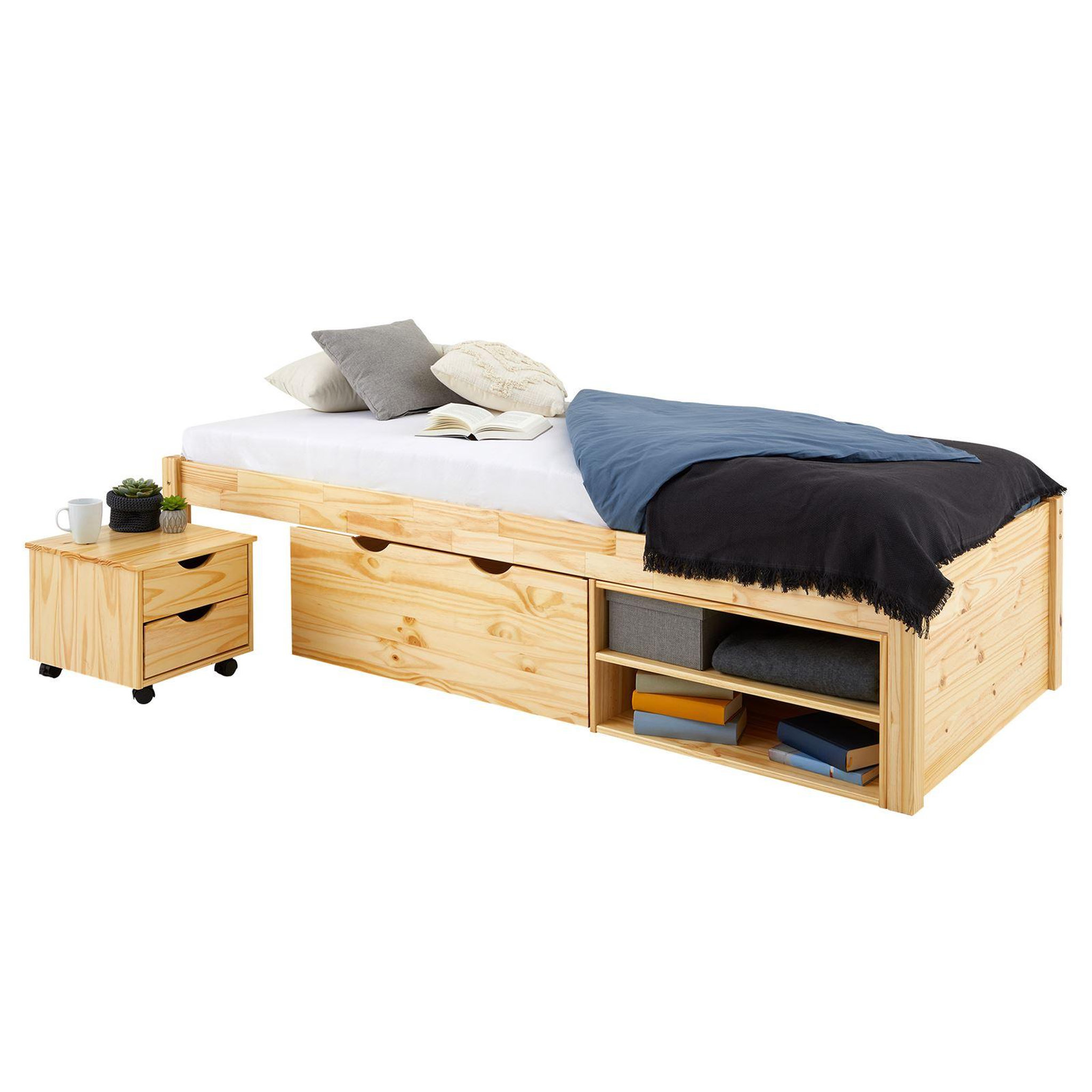 Voir la diapositive 1 : IDIMEX Lit fonctionnel sabrina 90x190 cm, en pin massif