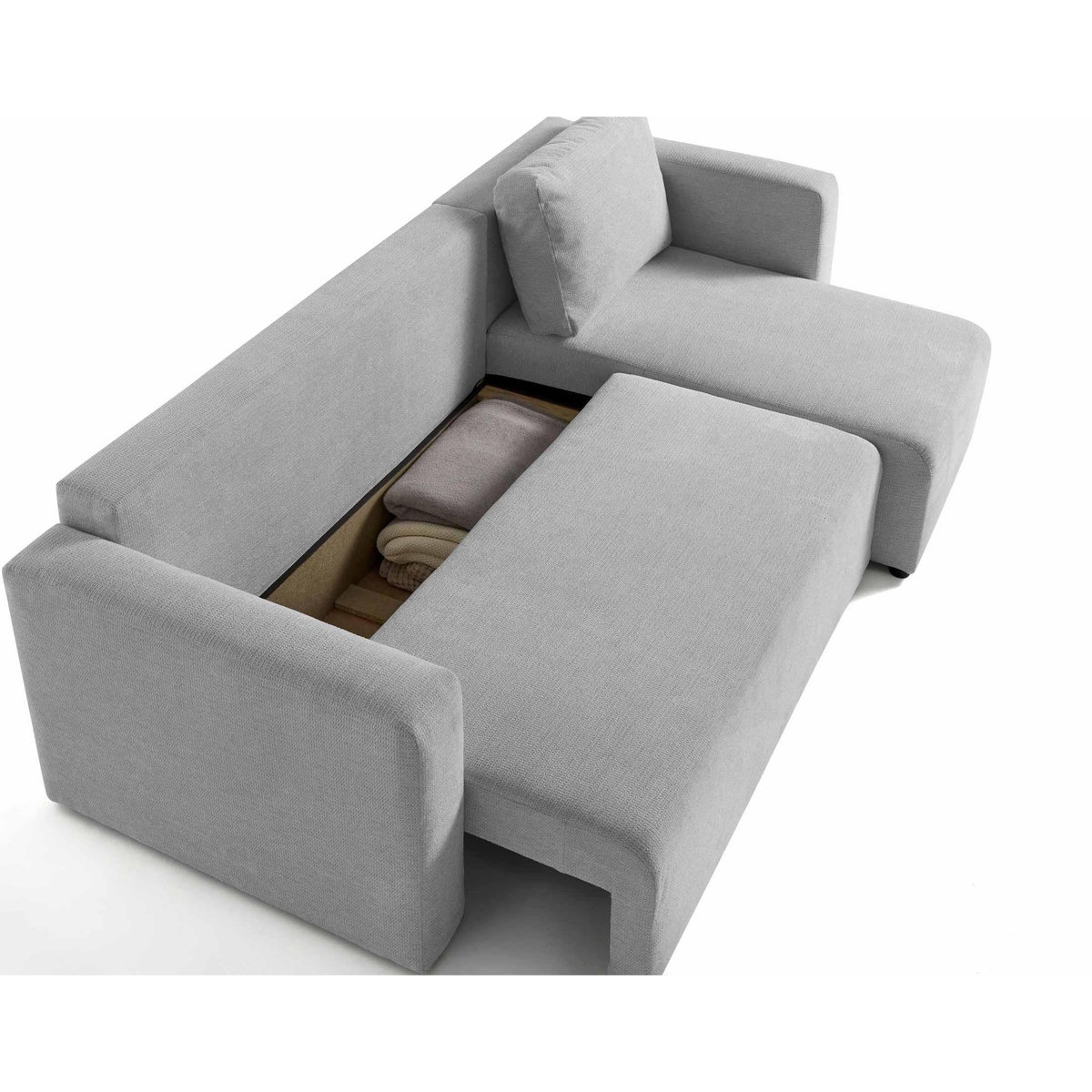 BEST MOBILIER Canopy - canapé d'angle réversible - 4 places - convertible avec coffre - en tissu texturé