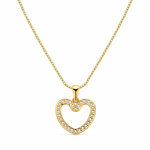 L'ATELIER D'AZUR Pendentif Or 18 Carats 750/000 Jaune Sertis de Zirconiums - Motif Coeur - Chaine Dorée Offerte