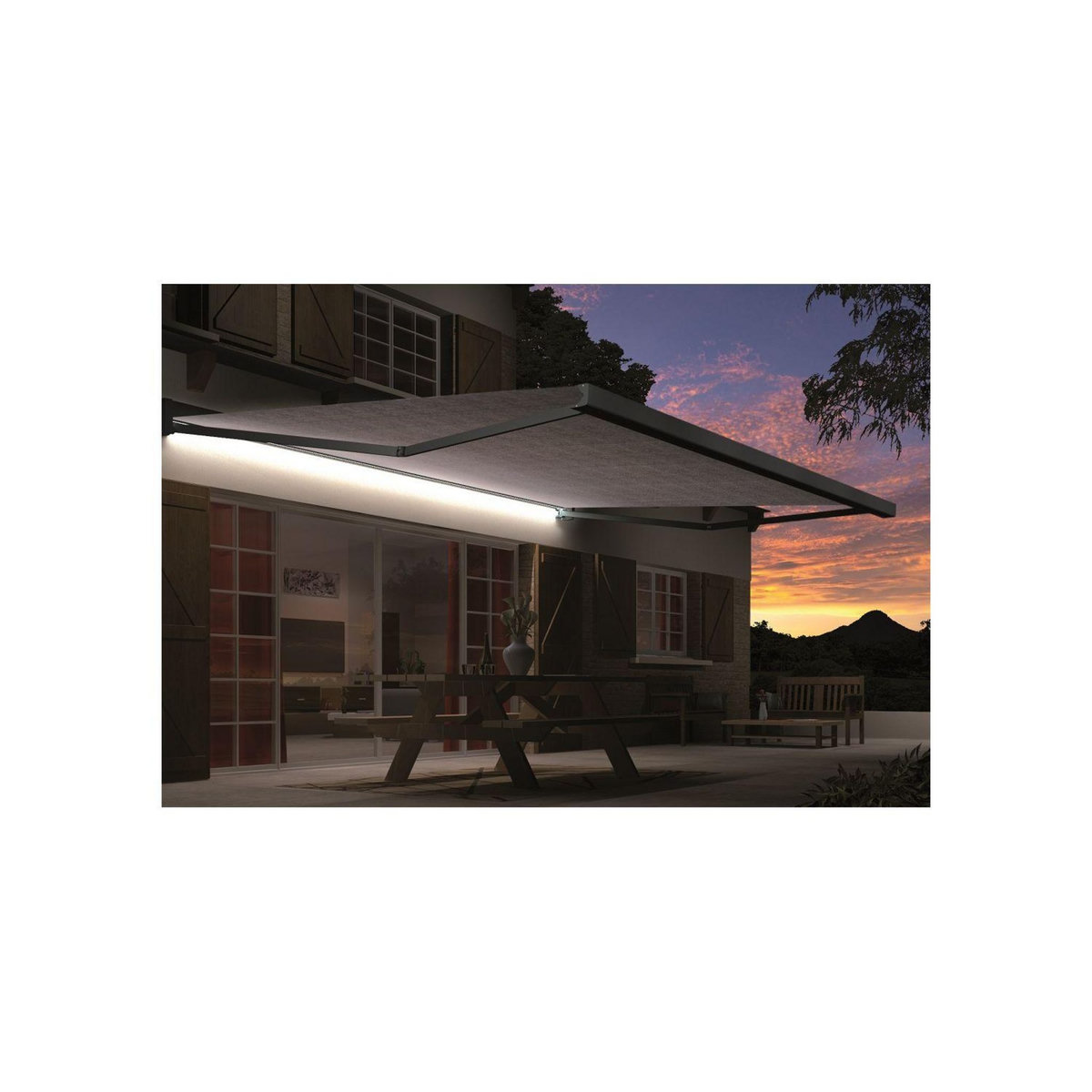 SUNSTYL Store motorisé avec Led NINA coffre intégral gris 