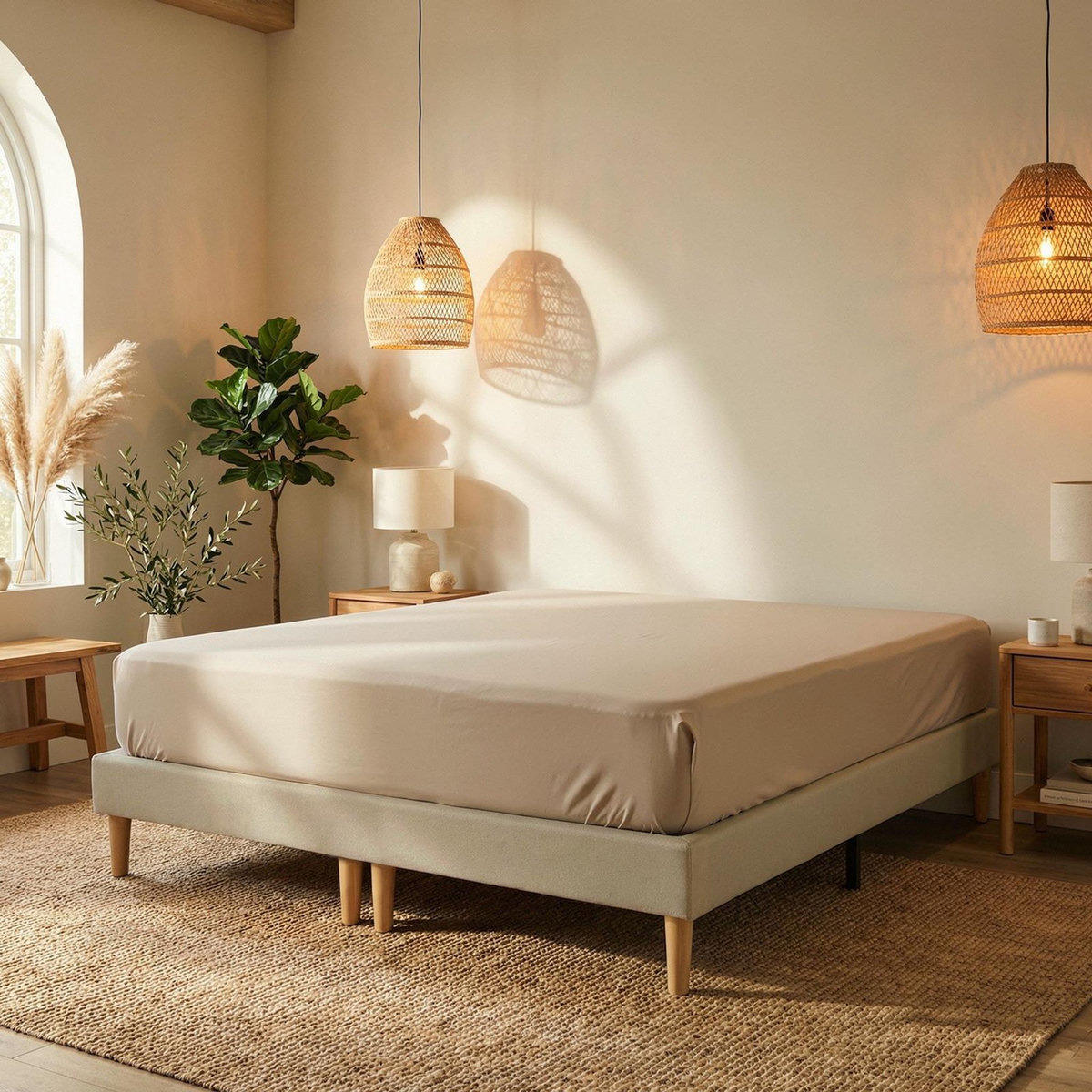 IDIMEX Sommier tapissier RENNES 180 x 200 cm revêtement tissu