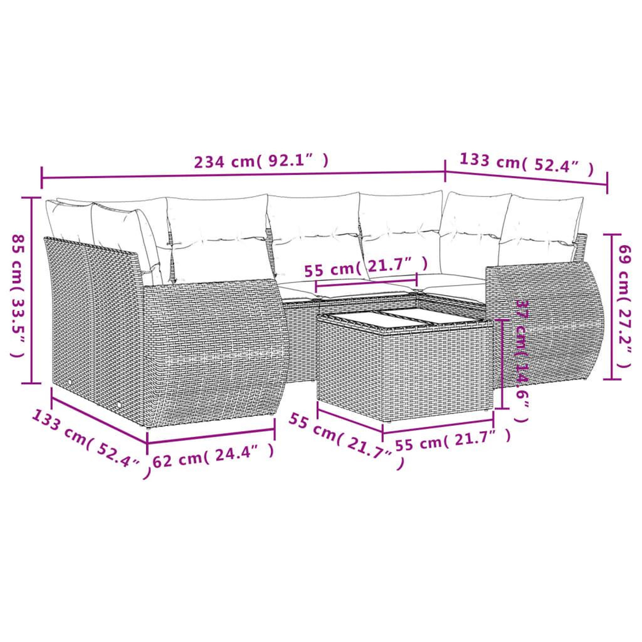 Voir la diapositive 6 : VIDAXL Salon de jardin avec coussins 7 pcs marron resine tressee