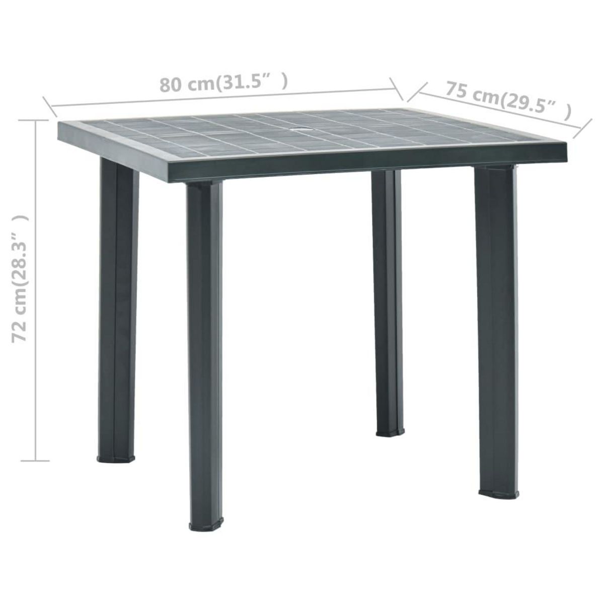 VIDAXL Table de jardin Vert 80x75x72 cm Plastique