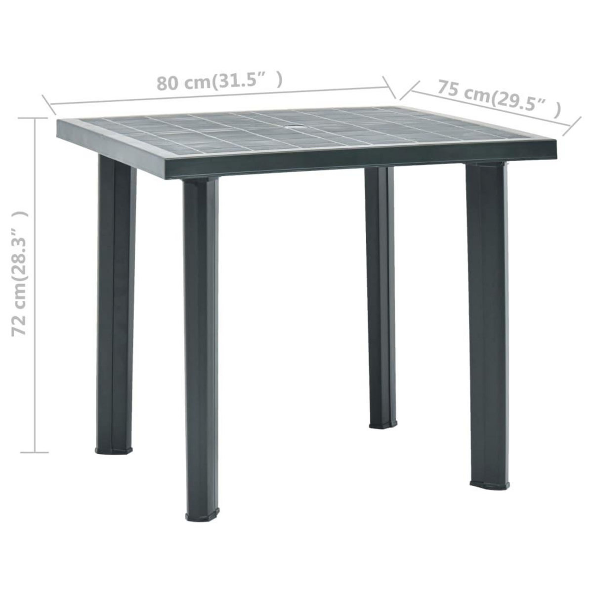 VIDAXL Table de jardin Vert 80x75x72 cm Plastique