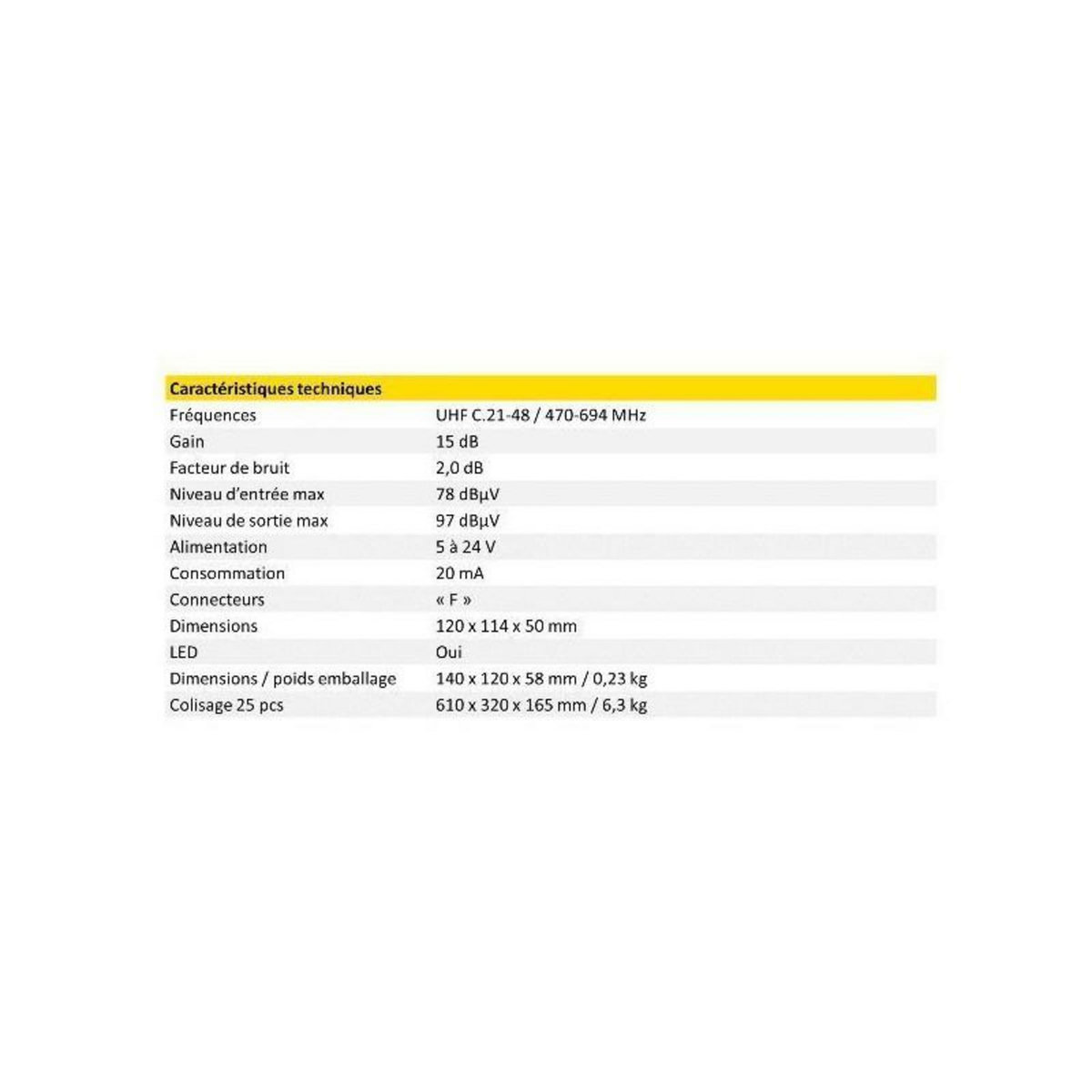 PREAMPLIFICATEUR  5G C.21-48 / 15 dB  JOHANSSON - 7327L2
