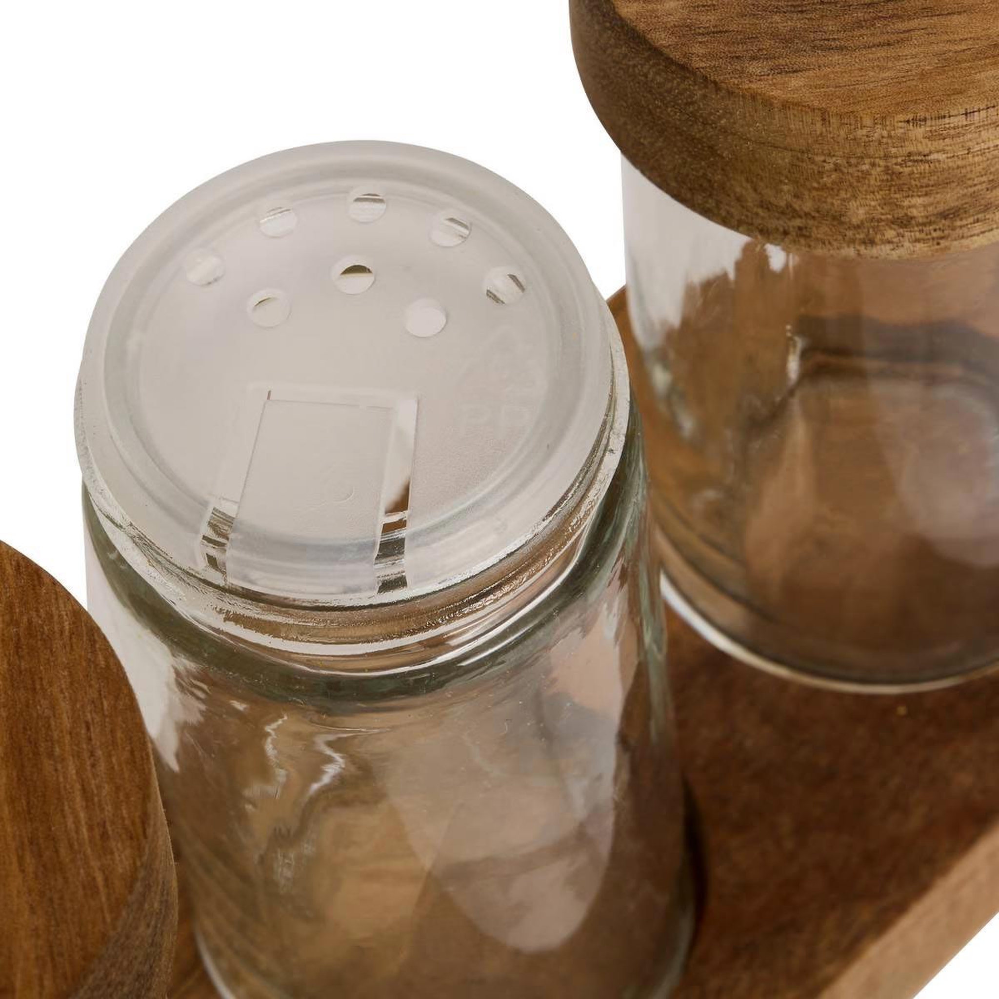 Voir la diapositive 2 : FIVE Lot de 6 pots à épices en verre  plateau  34cm transparent