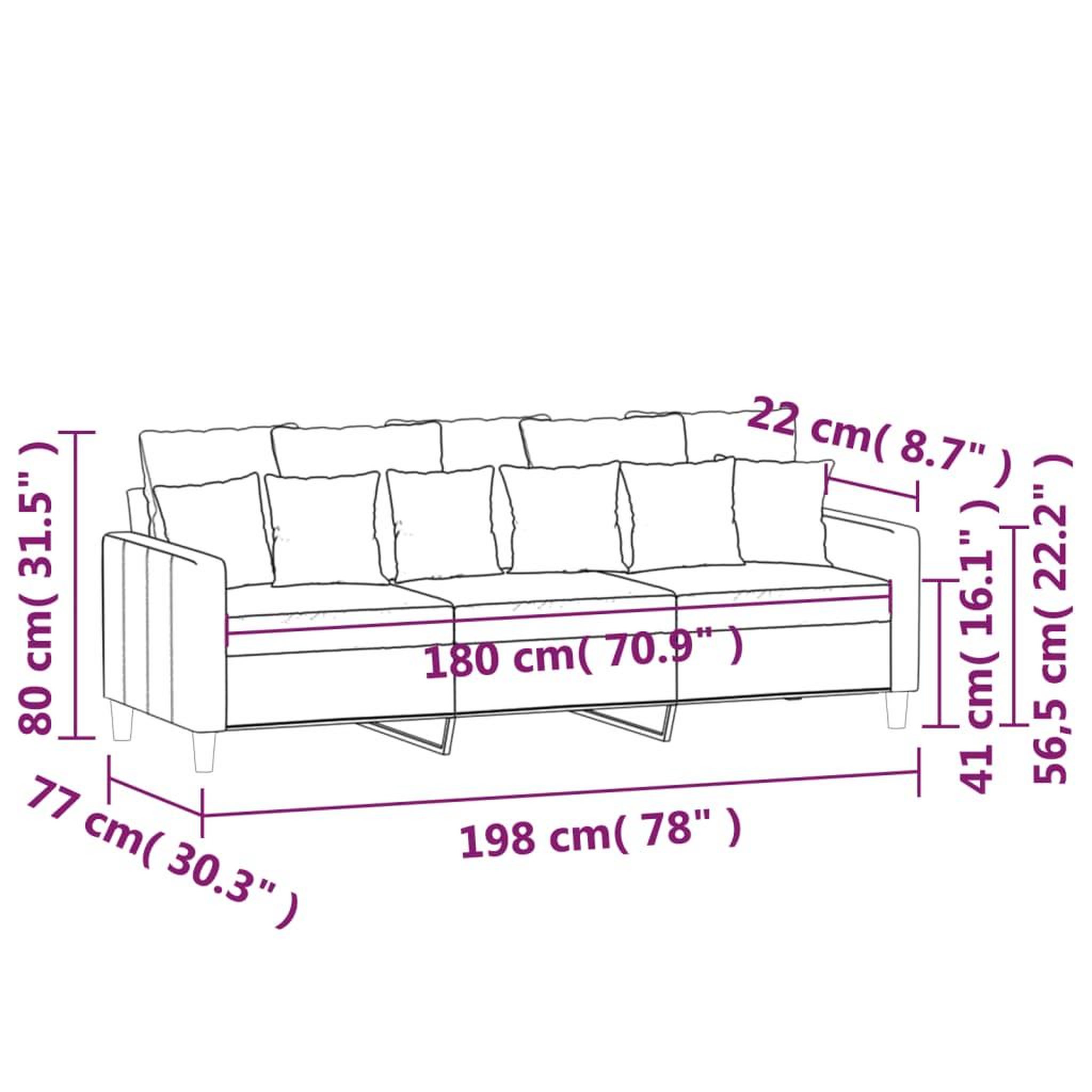 Voir la diapositive 6 : VIDAXL Canape a 3 places Gris fonce 180 cm Velours
