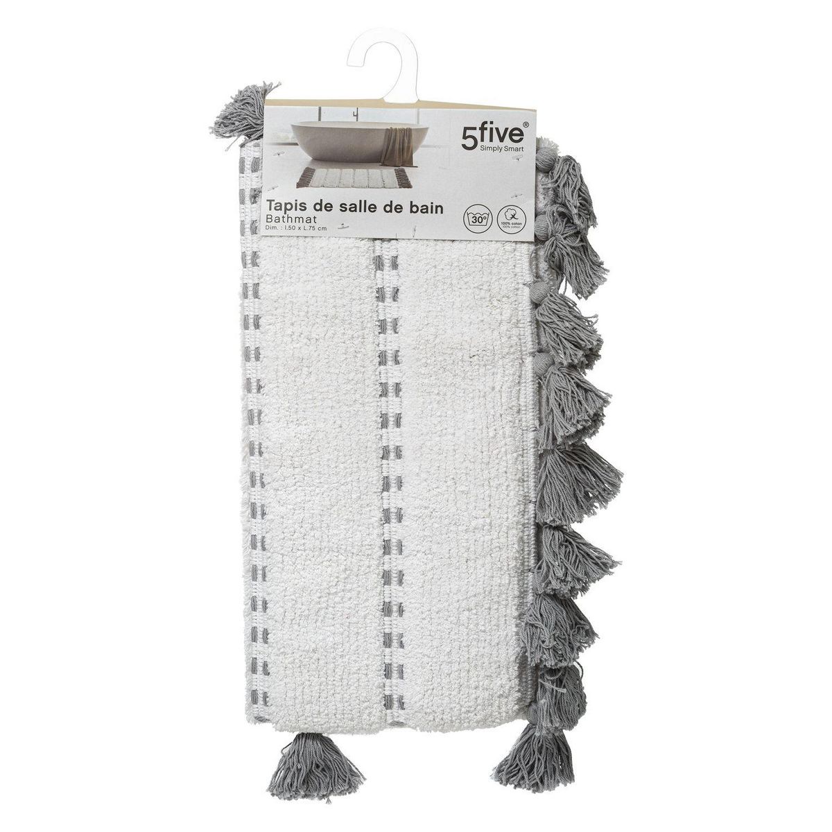 FIVE Tapis à pompons pour salle de bain