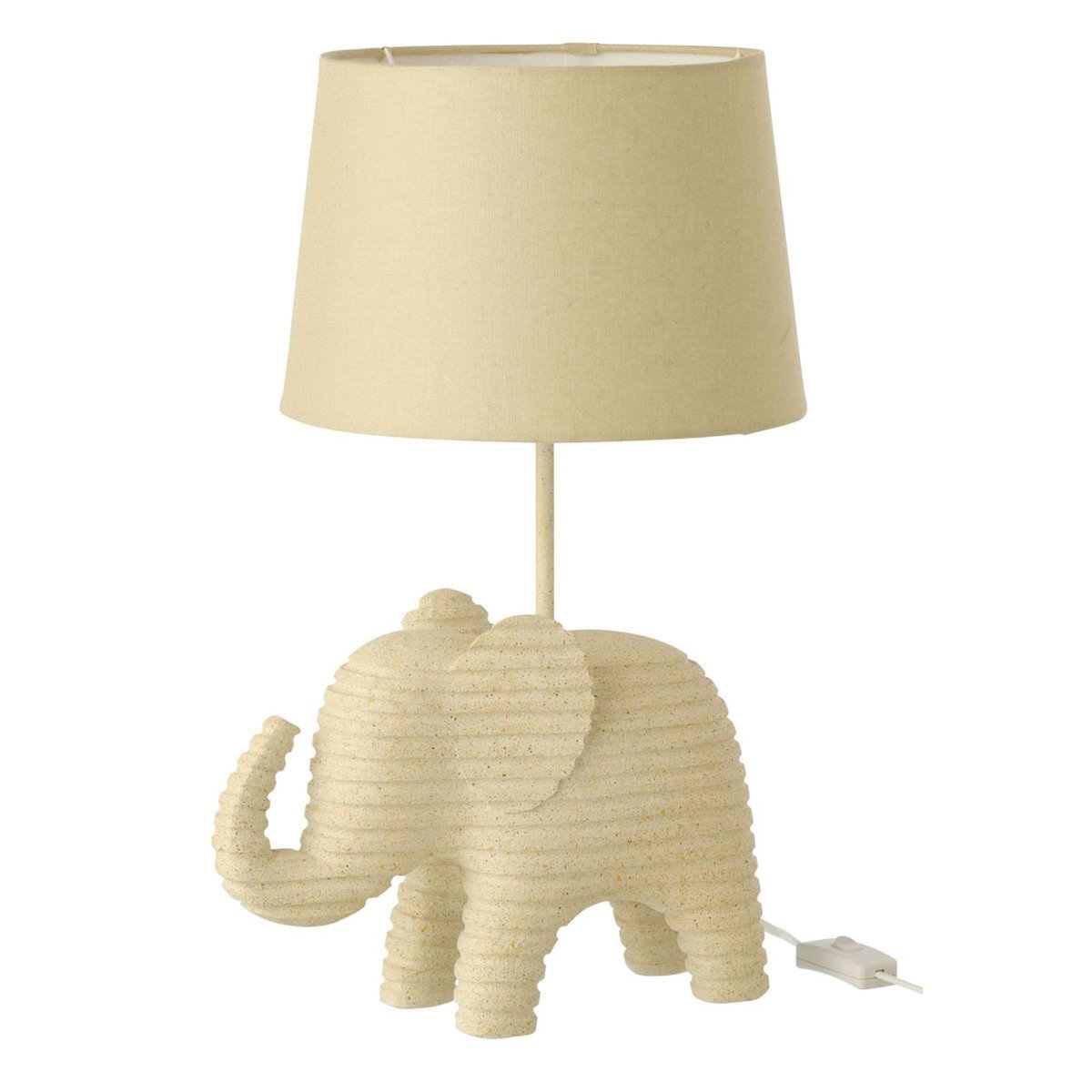 Paris Prix Lampe à Poser en Résine  Éléphant  48cm Beige