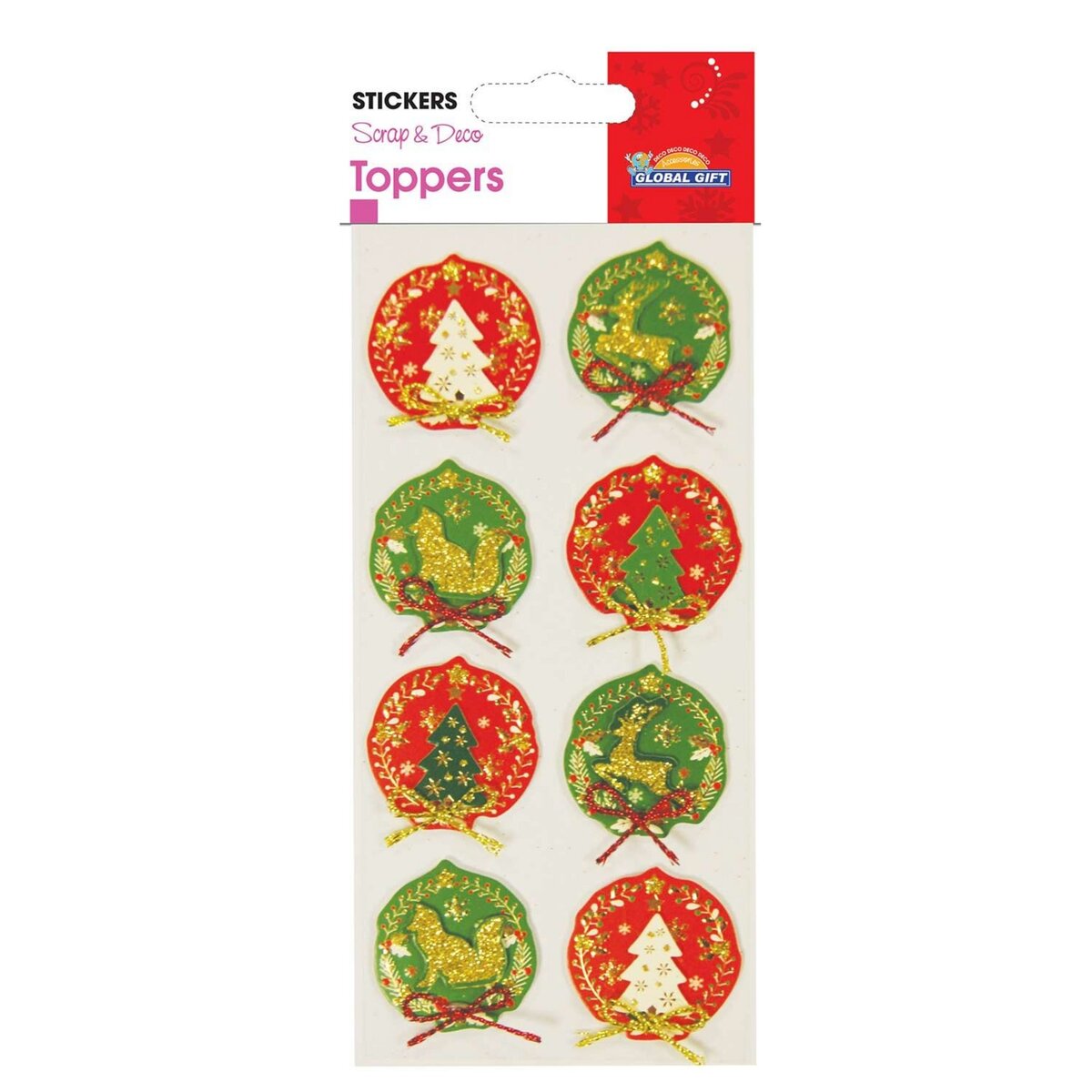  Stickers en relief - Forêt de Noël à paillettes