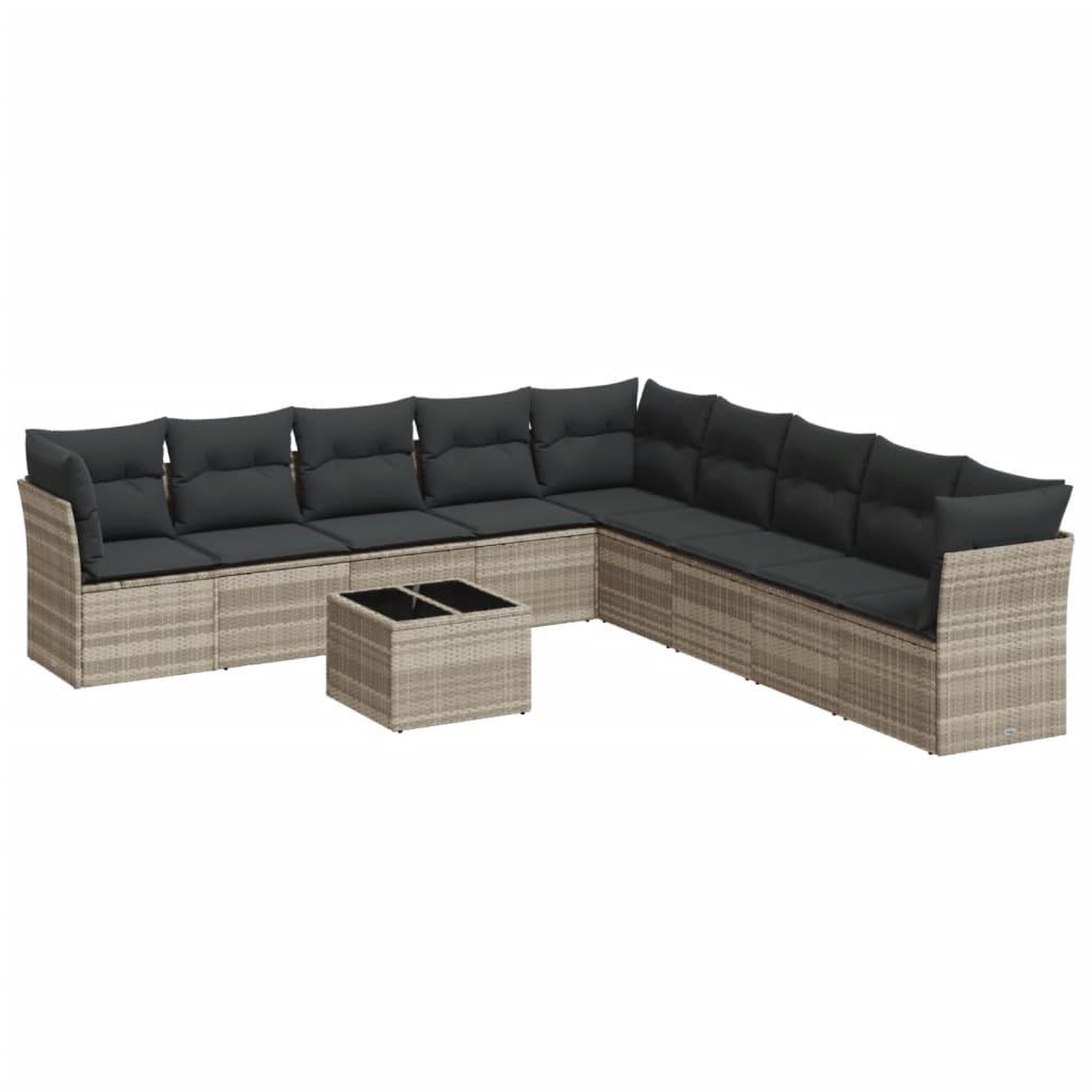 Voir la diapositive 2 : VIDAXL Salon de jardin avec coussins 10 pcs gris clair resine tressee